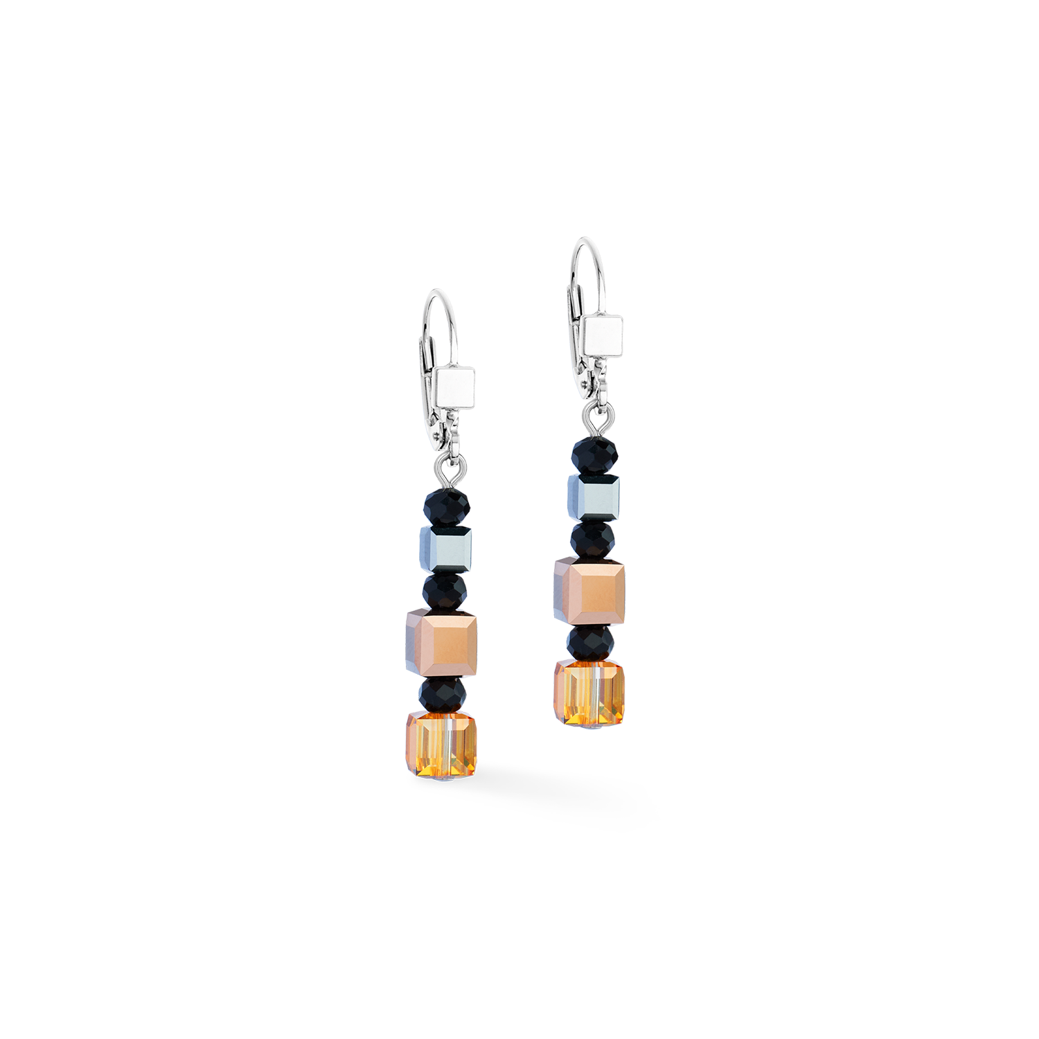 coeur-de-lion-geocube-precious-nature-ohrringe-tricolor-ros-gold-schwarz image 1