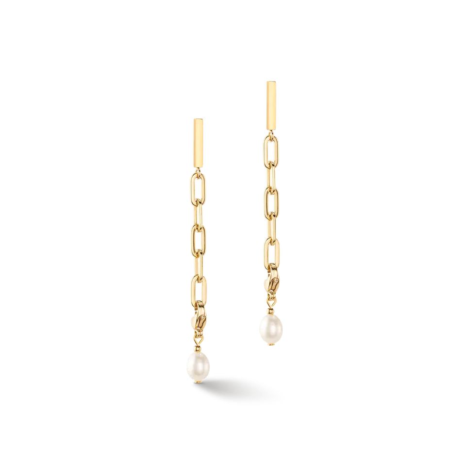 coeur-de-lion-modern-chain-ohrringe-gold-mit-s-wasserperlen-charms image 1