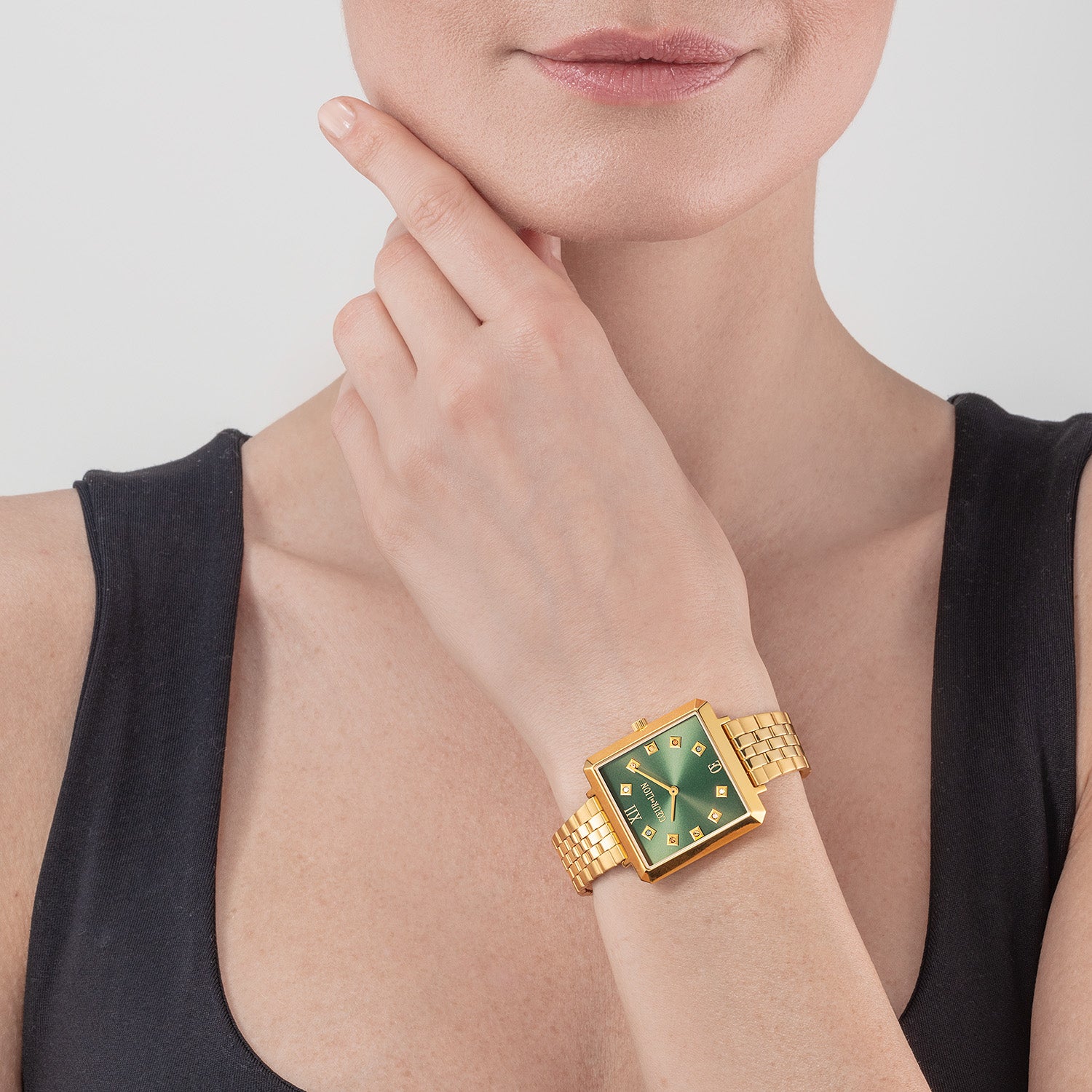 coeur-de-lion-iconic-square-glamorous-green-uhr-edelstahl-gold image 3
