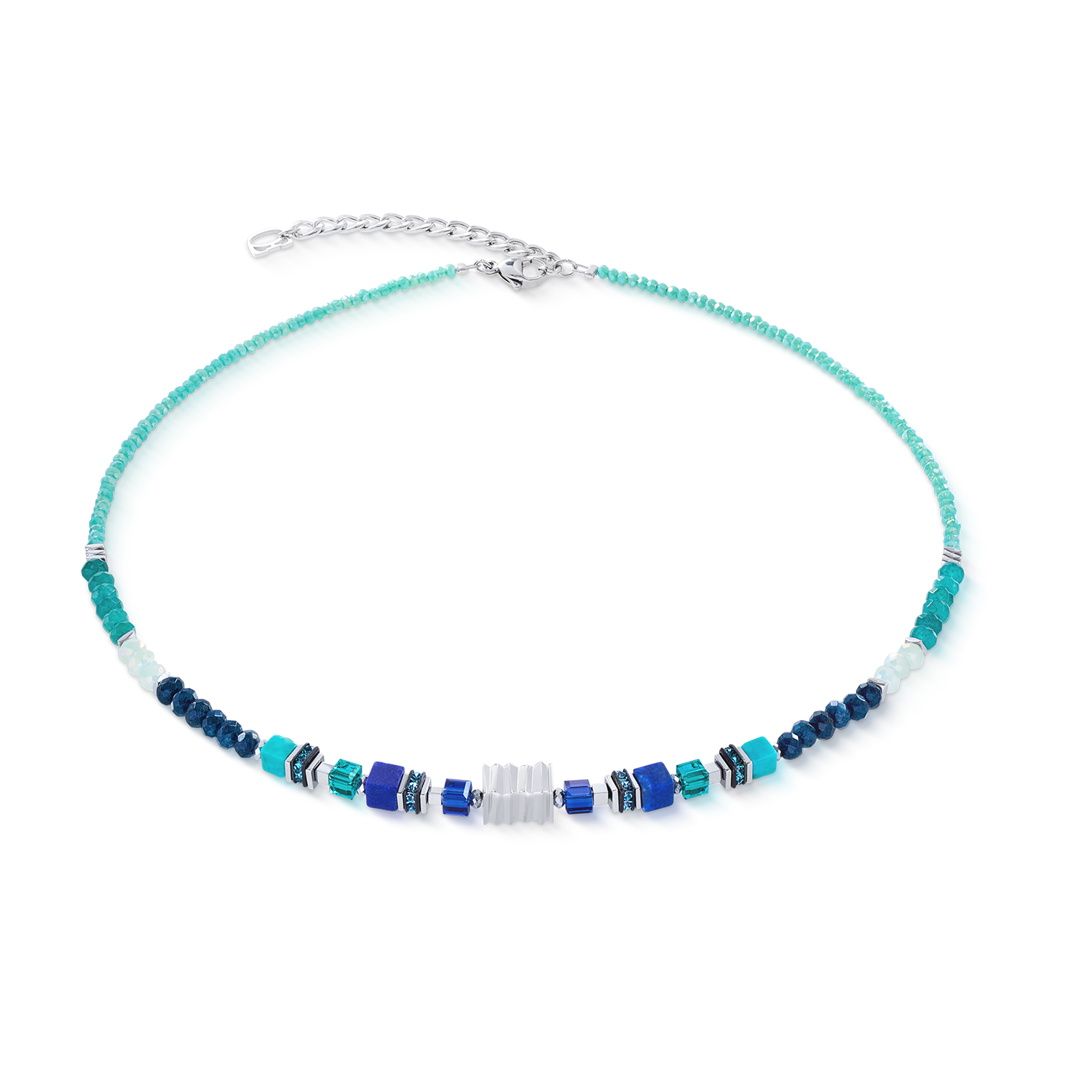 coeur-de-lion-halskette-wave-precious-flow-silber-teal-edelstein image 1