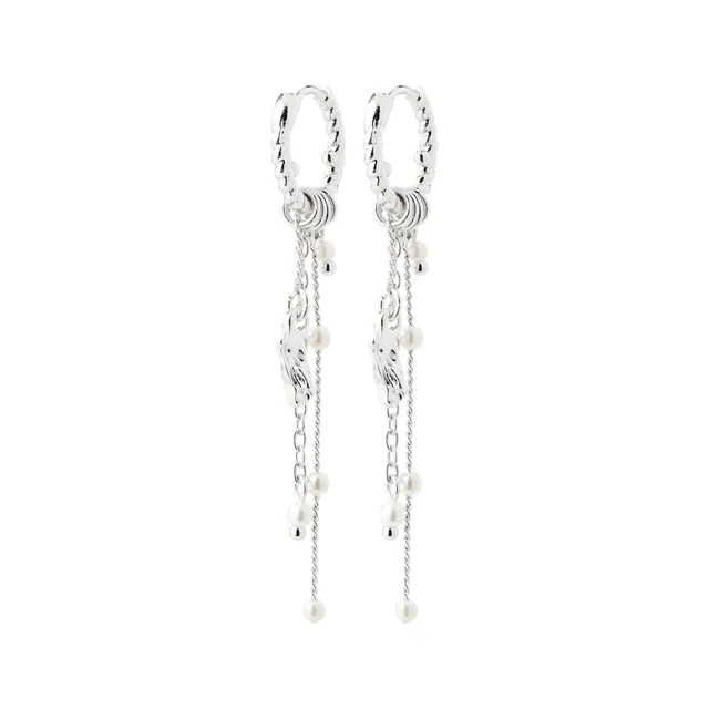 pilgrim-eron-ohrringe-silberplattiert-twisted-hoops-mit-kette-und-perlen image 1