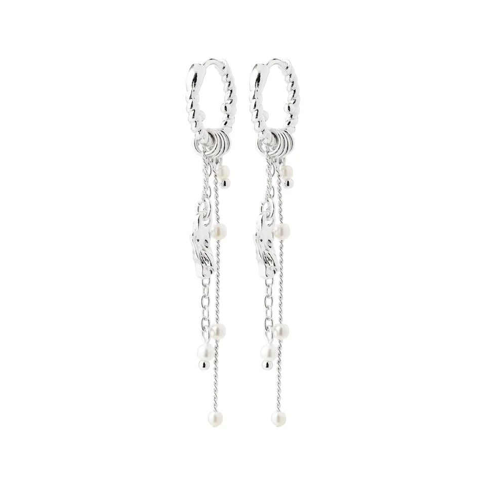 pilgrim-eron-ohrringe-silberplattiert-twisted-hoops-mit-kette-und-perlen image 1