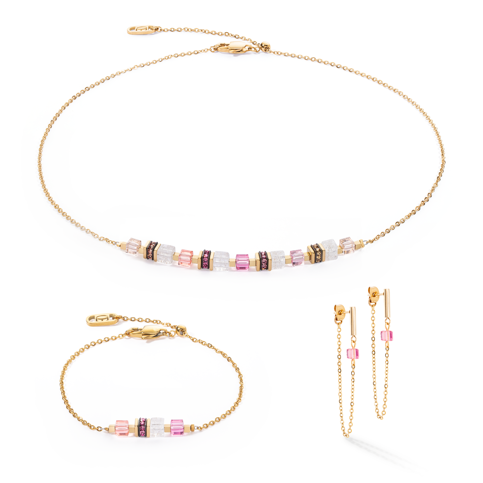 coeur-de-lion-mini-cubes-chain-armband-gold-rosa image 3