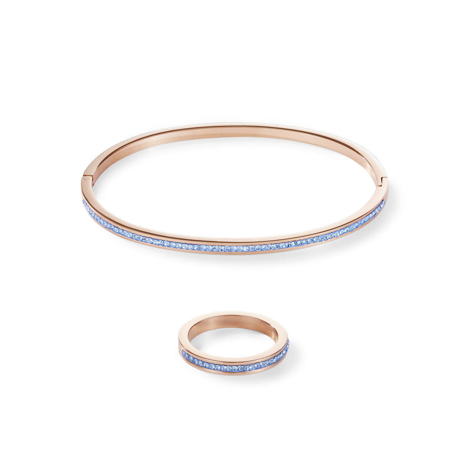 coeur-de-lion-armreif-schmal-edelstahl-rosegold-kristalle-pav-hellblau-17-cm image 3