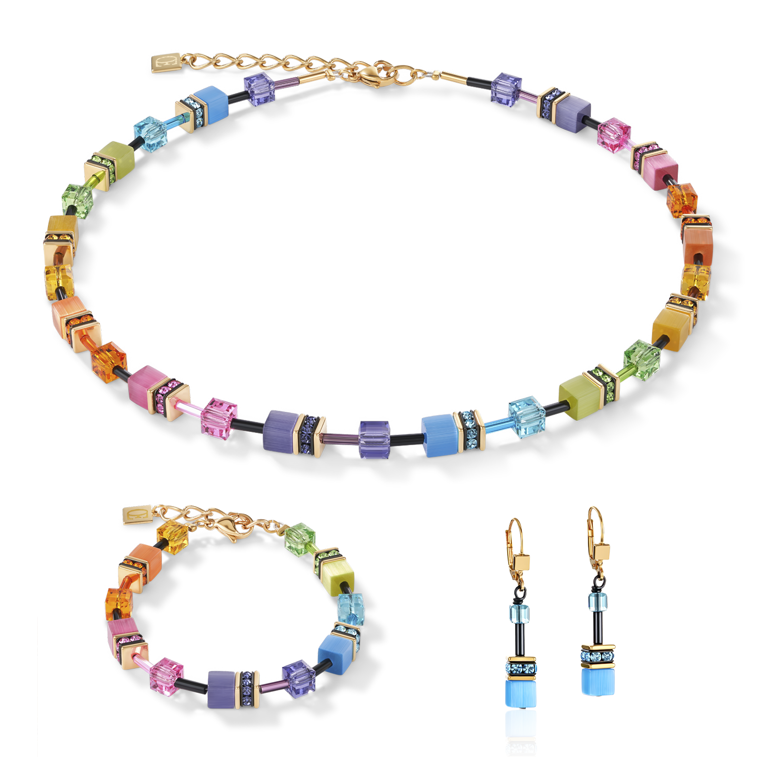 coeur-de-lion-geocube-ohrringe-multicolor-rainbow-gold image 3