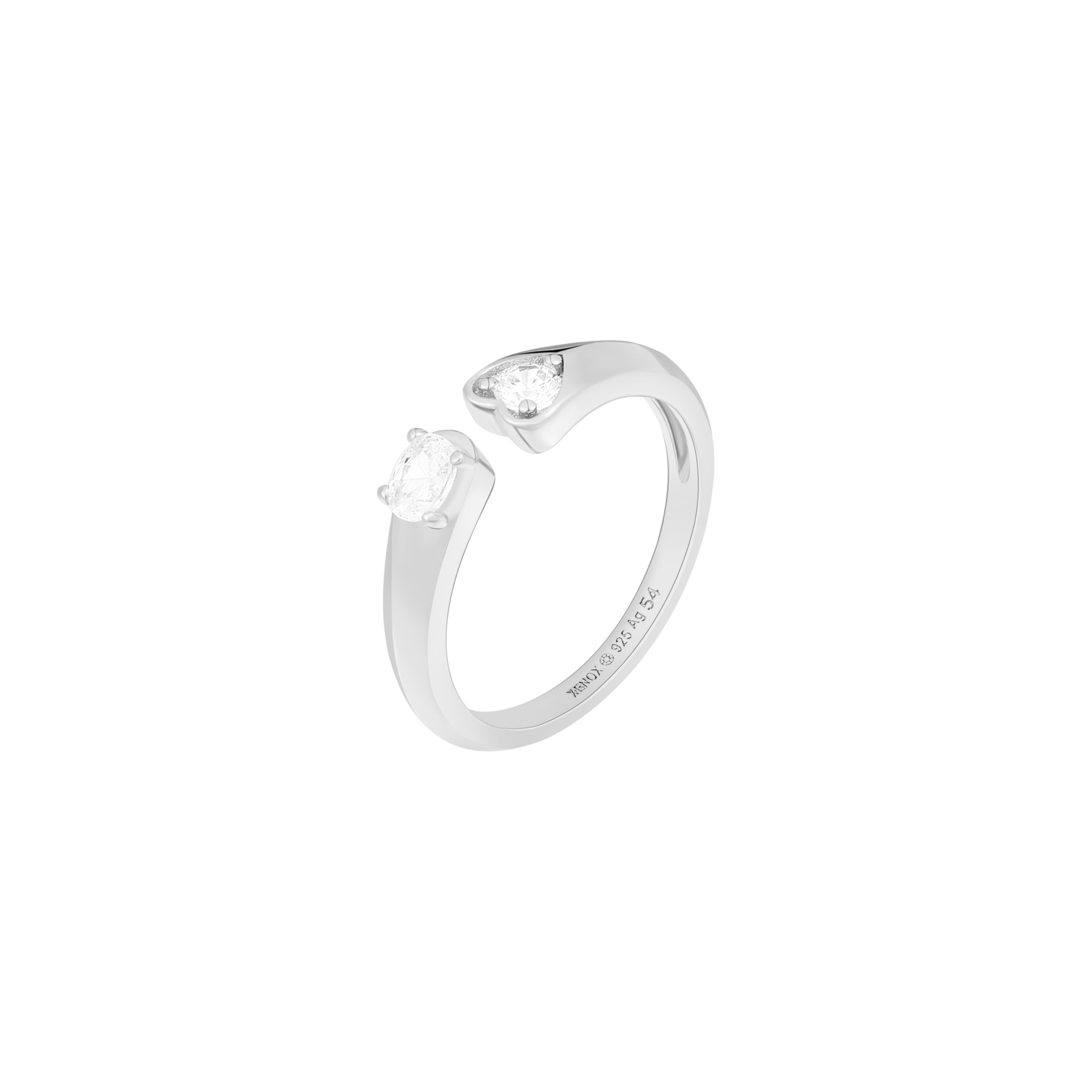 xenox-heart-drop-ring-925-sterlingsilber-rhodiniert-mit-zirkonia image 1