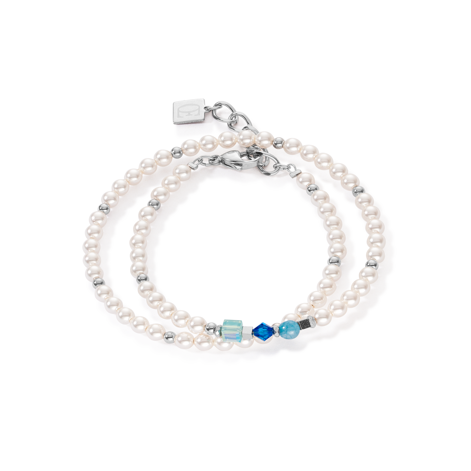 coeur-de-lion-princess-pearls-armband-wrap-around-silber-blau image 1