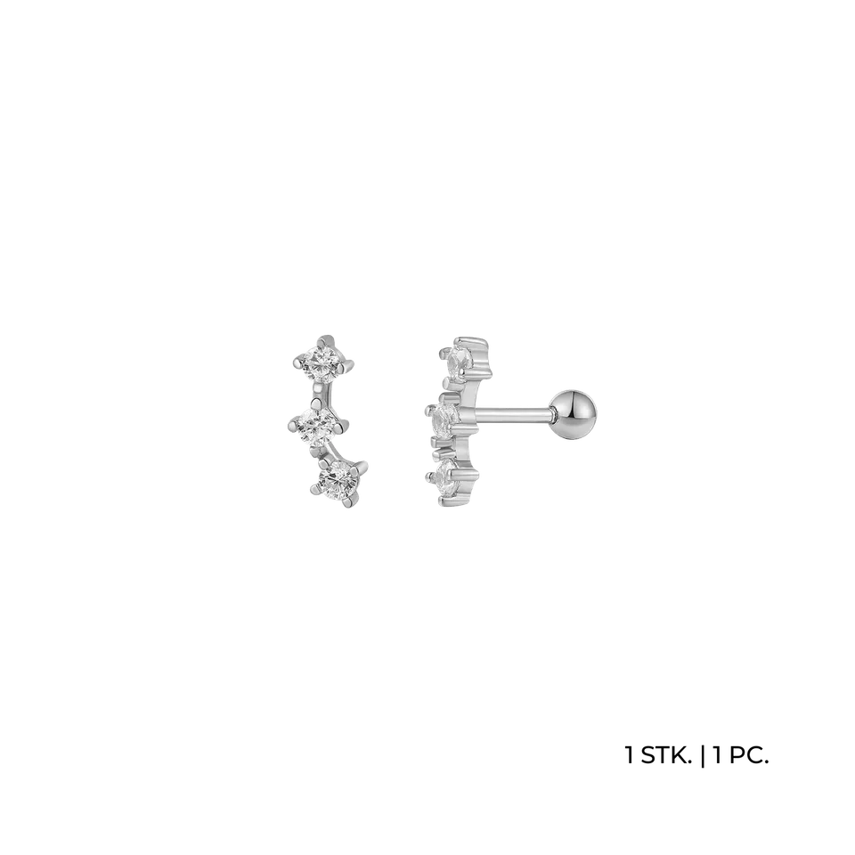 xenox-piercing-basic-ohrschmuck-925-sterlingsilber-rhodiniert-mit-zirkonia image 1