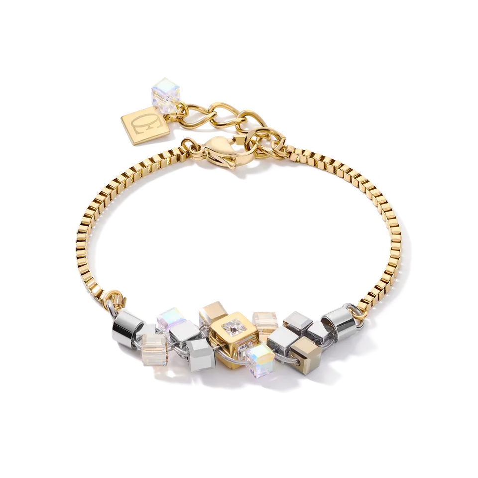 coeur-de-lion-armband-geocube-cluster-gold-silber image 1