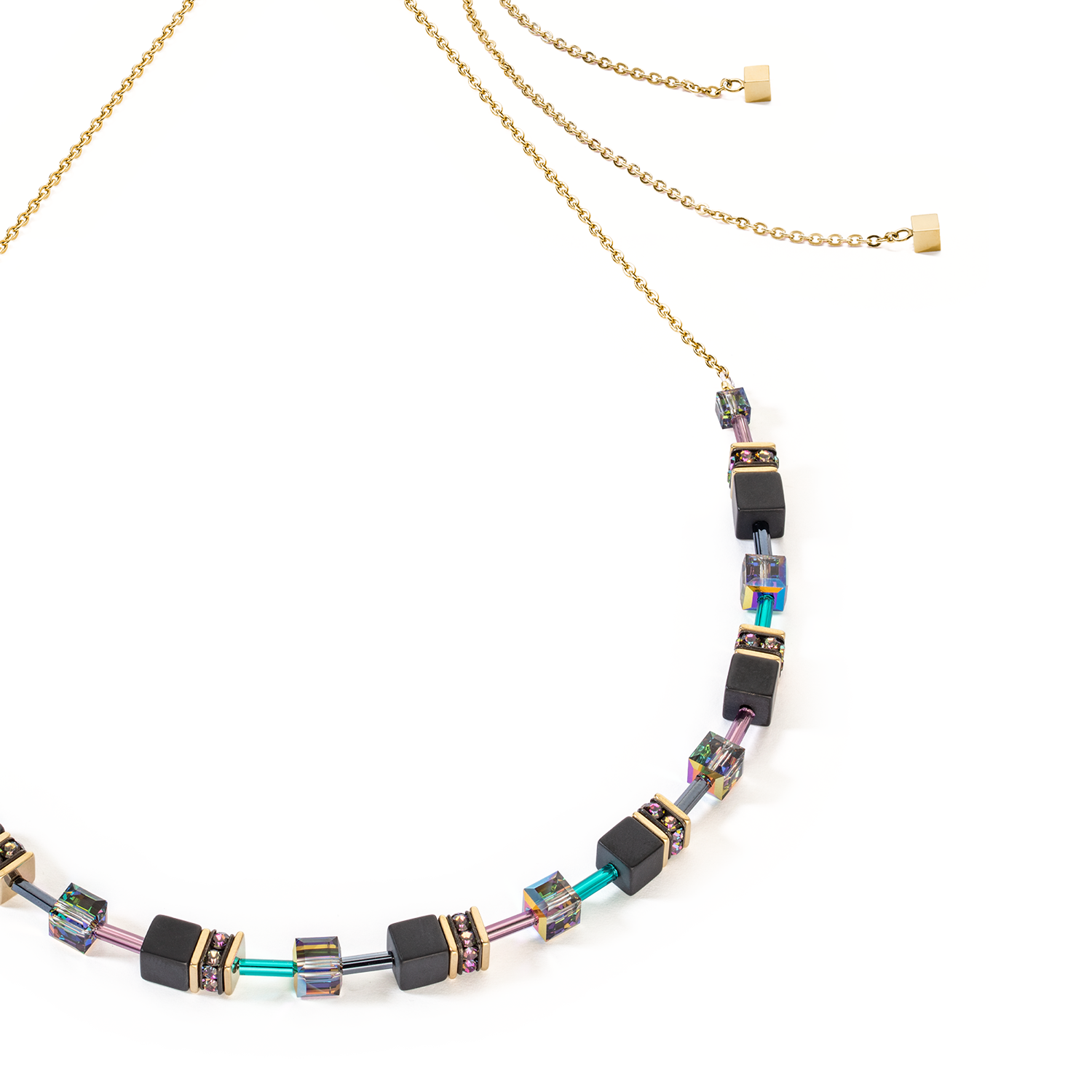 coeur-de-lion-geocube-iconic-nature-chain-halskette-schwarz-multicolor-gold image 2