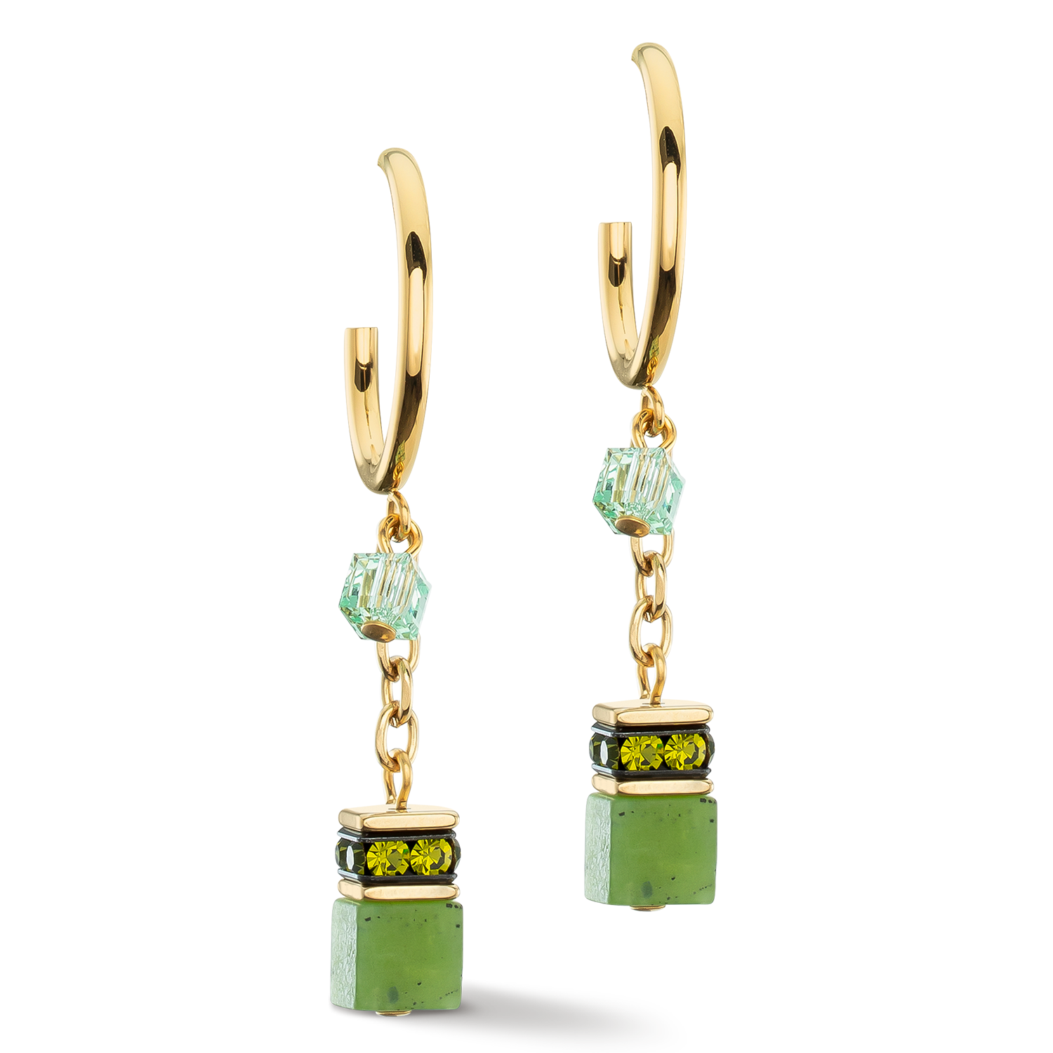 coeur-de-lion-ohrringe-creole-geocube-festive-layer-gold-gr-n-2-cm image 2