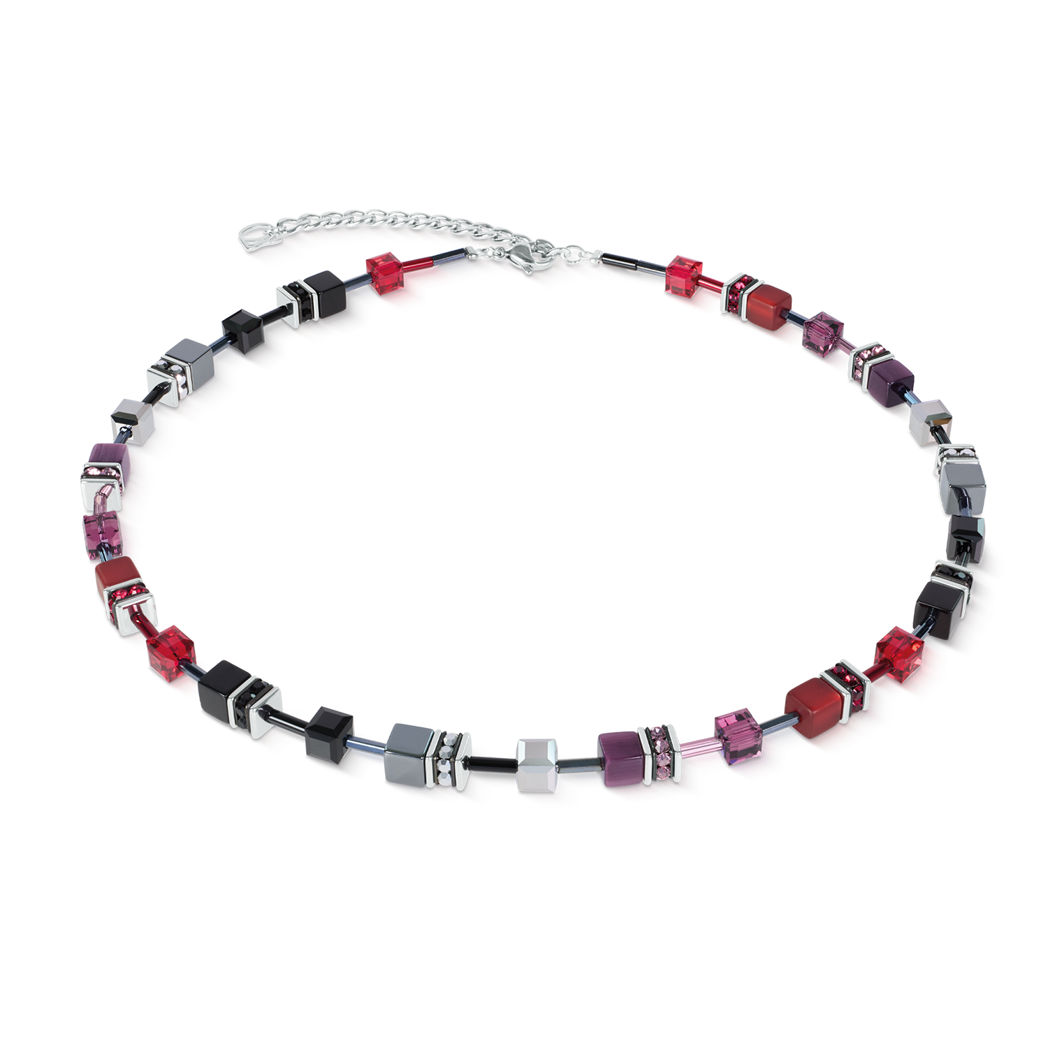 coeur-de-lion-geocube-iconic-halskette-ruby-noir-silber image 1