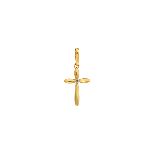 xenox-xg14k0247g-fine-kreuz-anh-nger-585-gelbgold-mit-zirkonia image 1