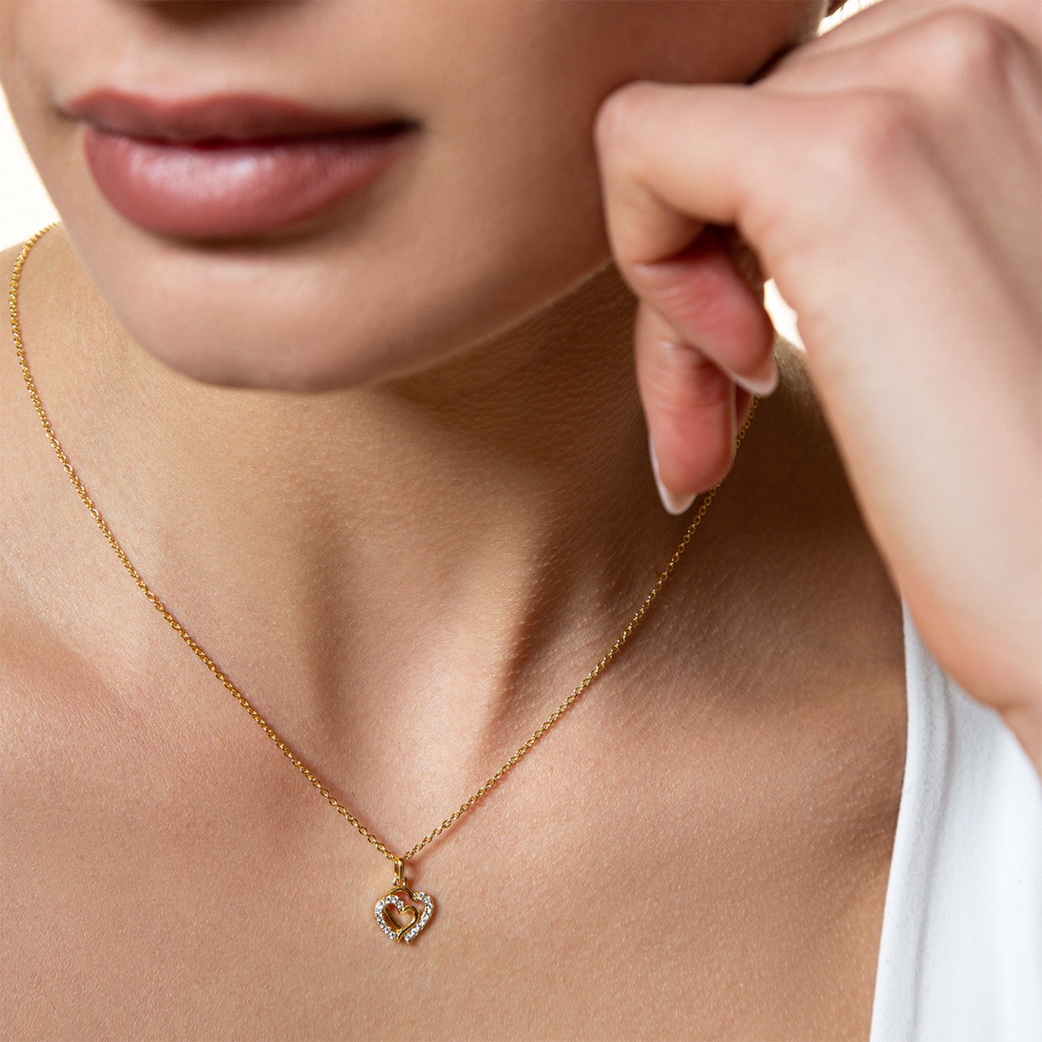 xenox-love-story-halskette-925-sterlingsilber-18k-vergoldet-mit-zirkonia image 2