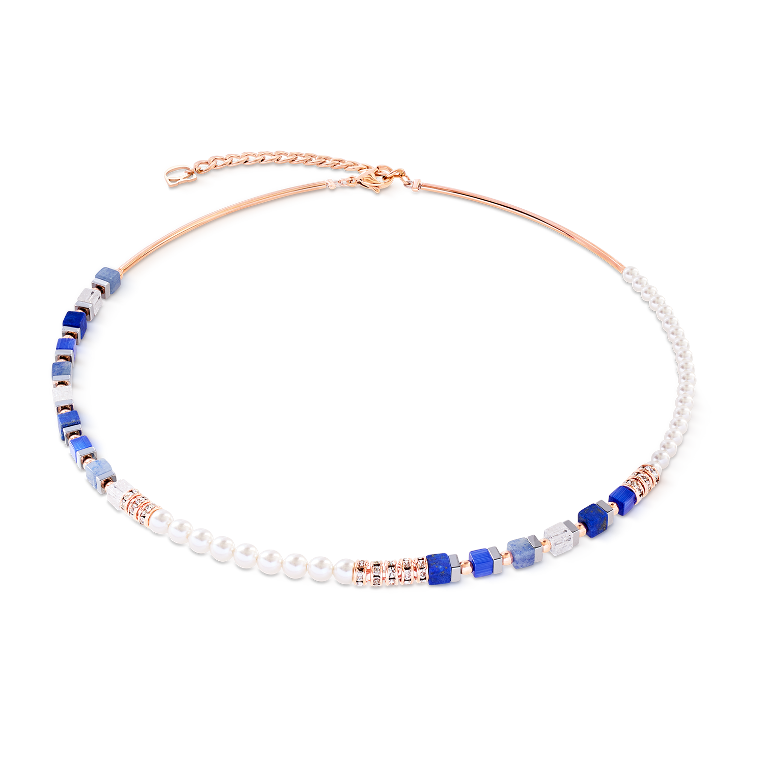 coeur-de-lion-precious-fusion-offset-halskette-ros-gold-blau-42-cm-6-cm image 1
