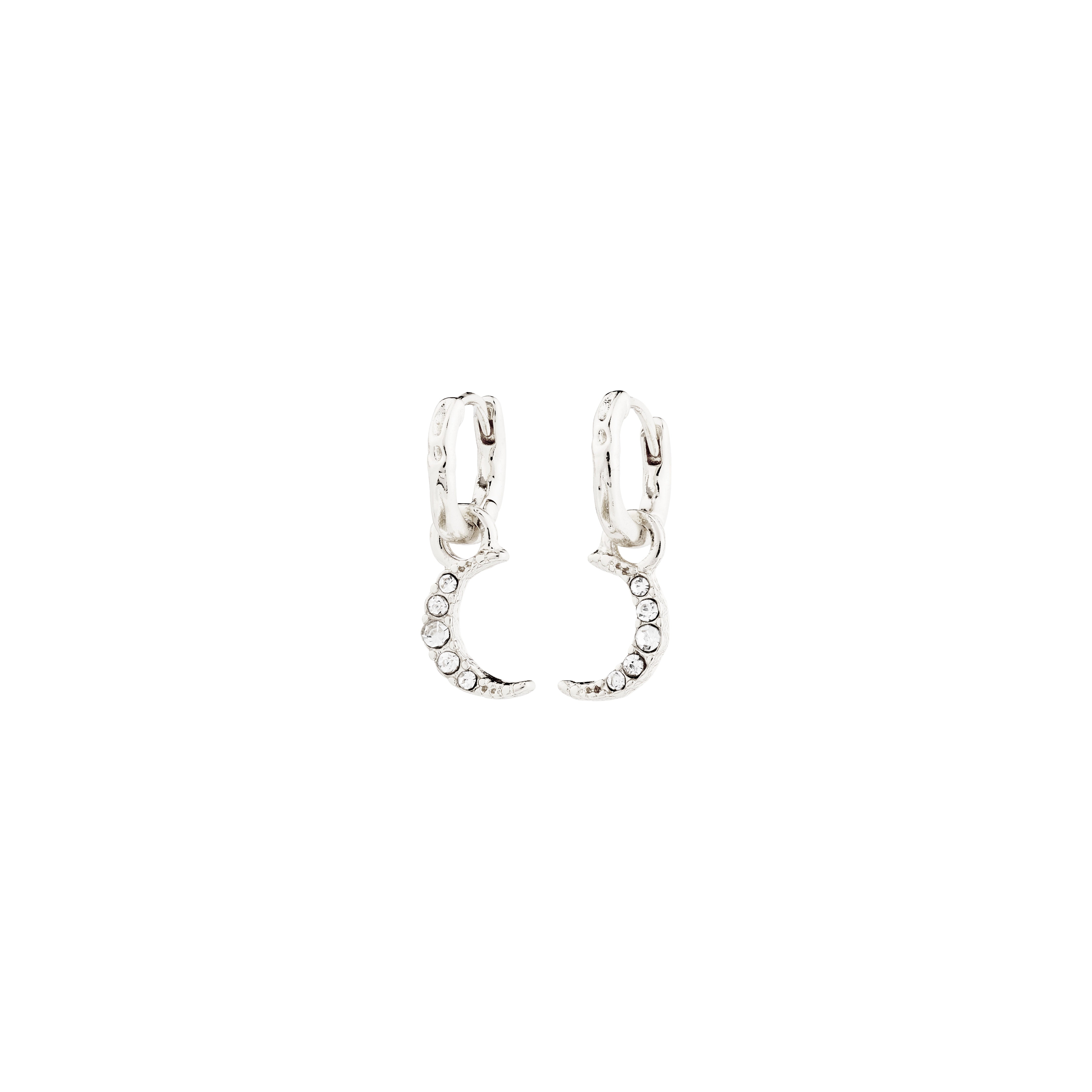 pilgrim-evgenia-creolen-versilbert-huggie-hoops-mit-mond-und-preciosa-kristallen image 1
