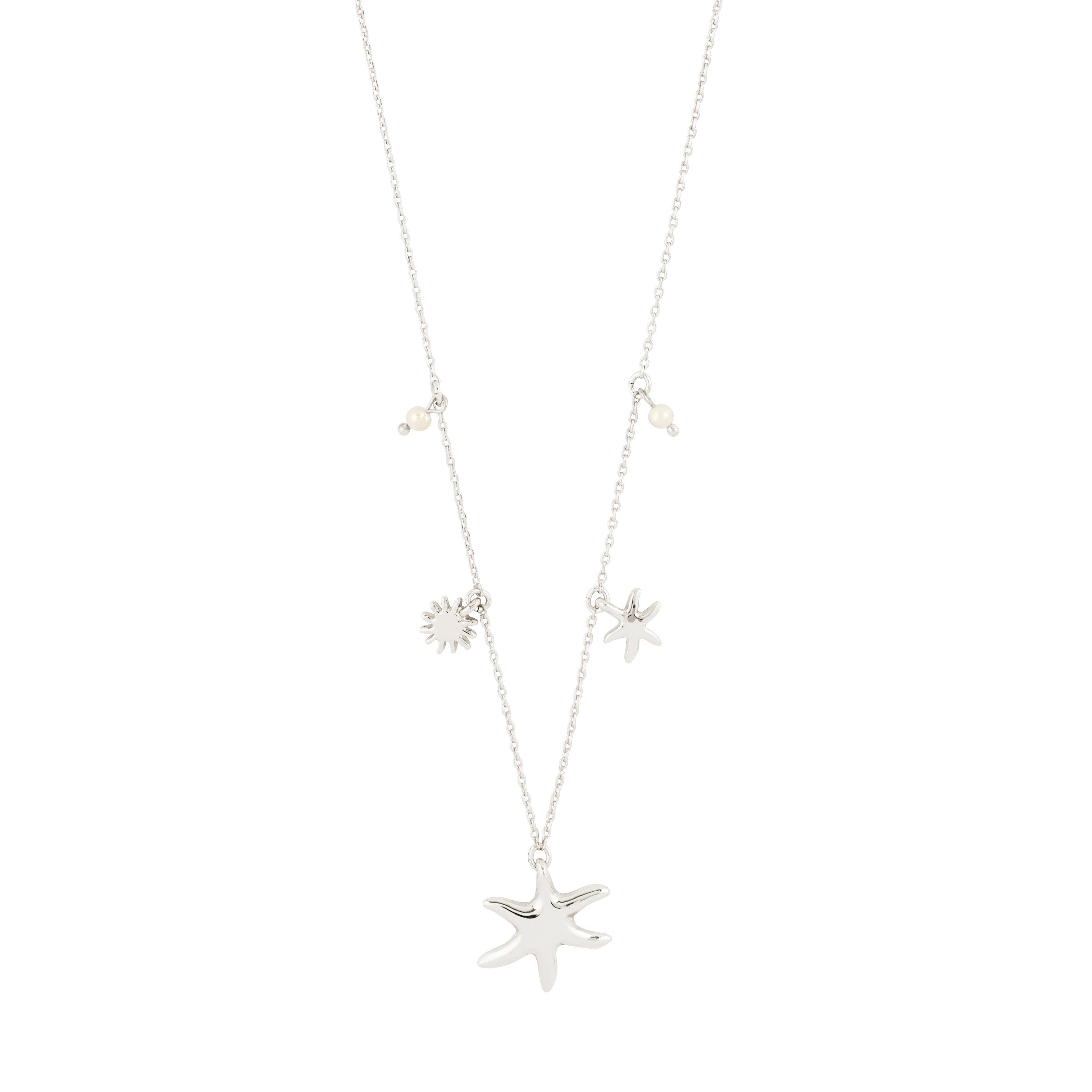 pilgrim-prism-halskette-versilbert-mit-seestern-charms-und-perlen-40-cm-9-cm image 1