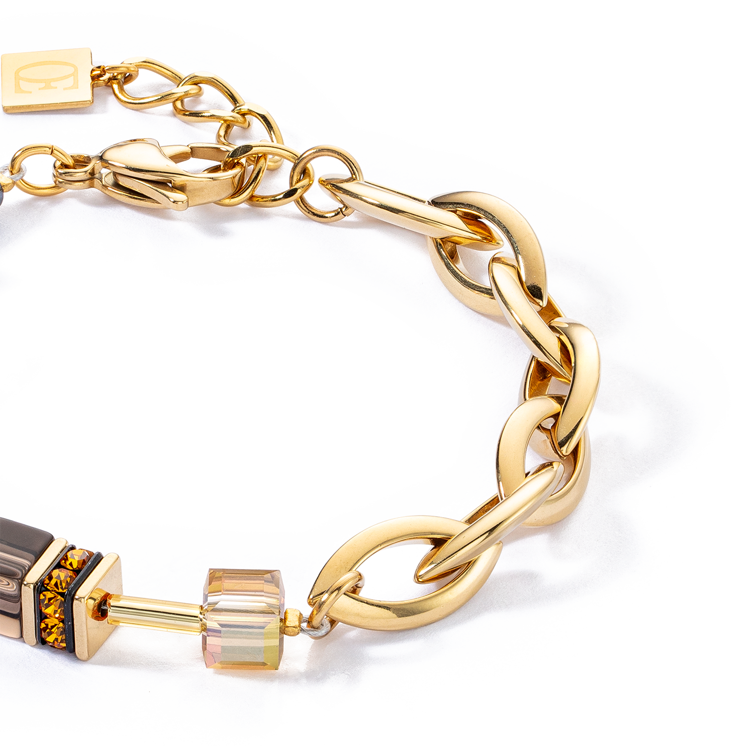 coeur-de-lion-geocube-chunky-chain-armband-gold-braun image 2