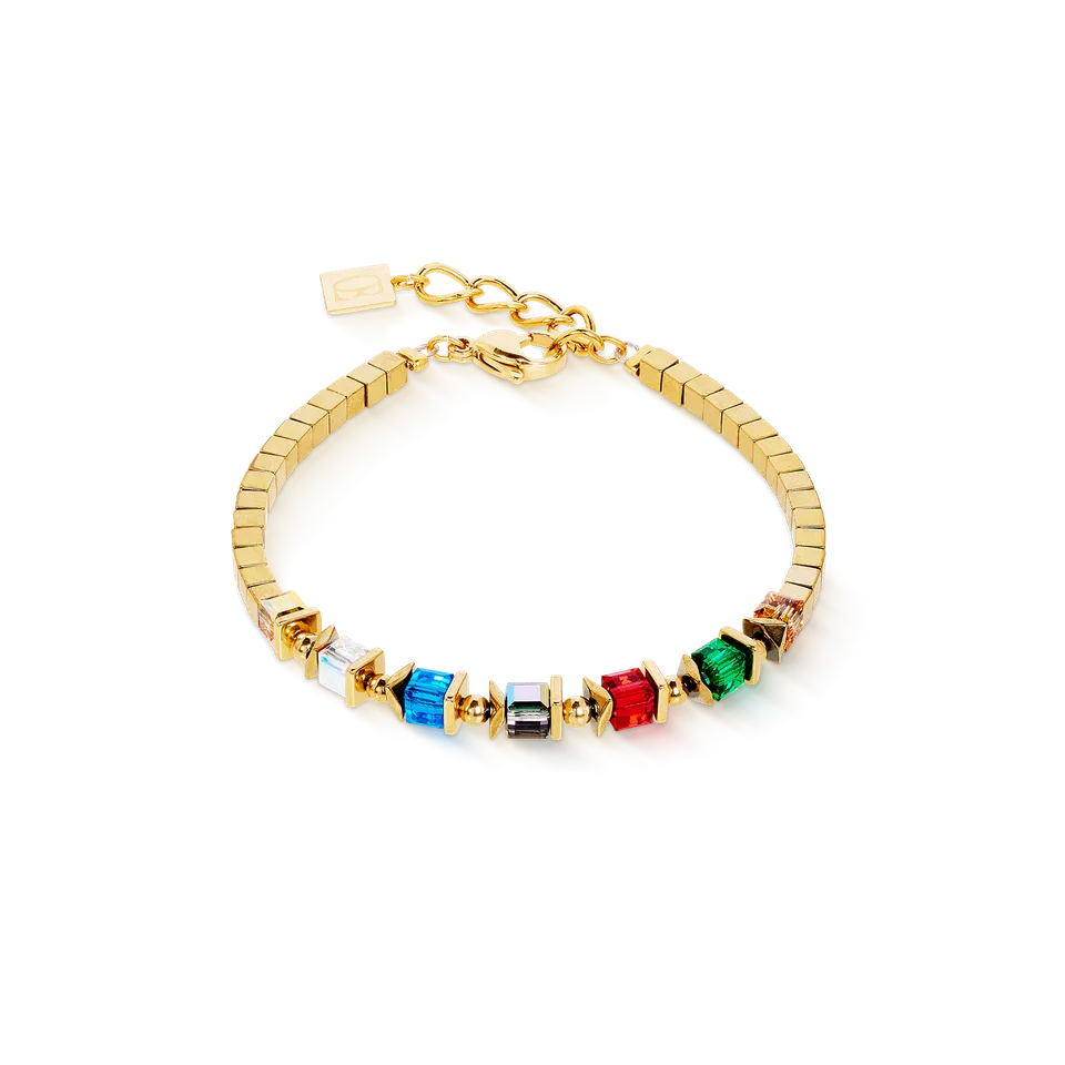 coeur-de-lion-armband-sparkling-cubes-fusion-chain-gold-multicolor image 1