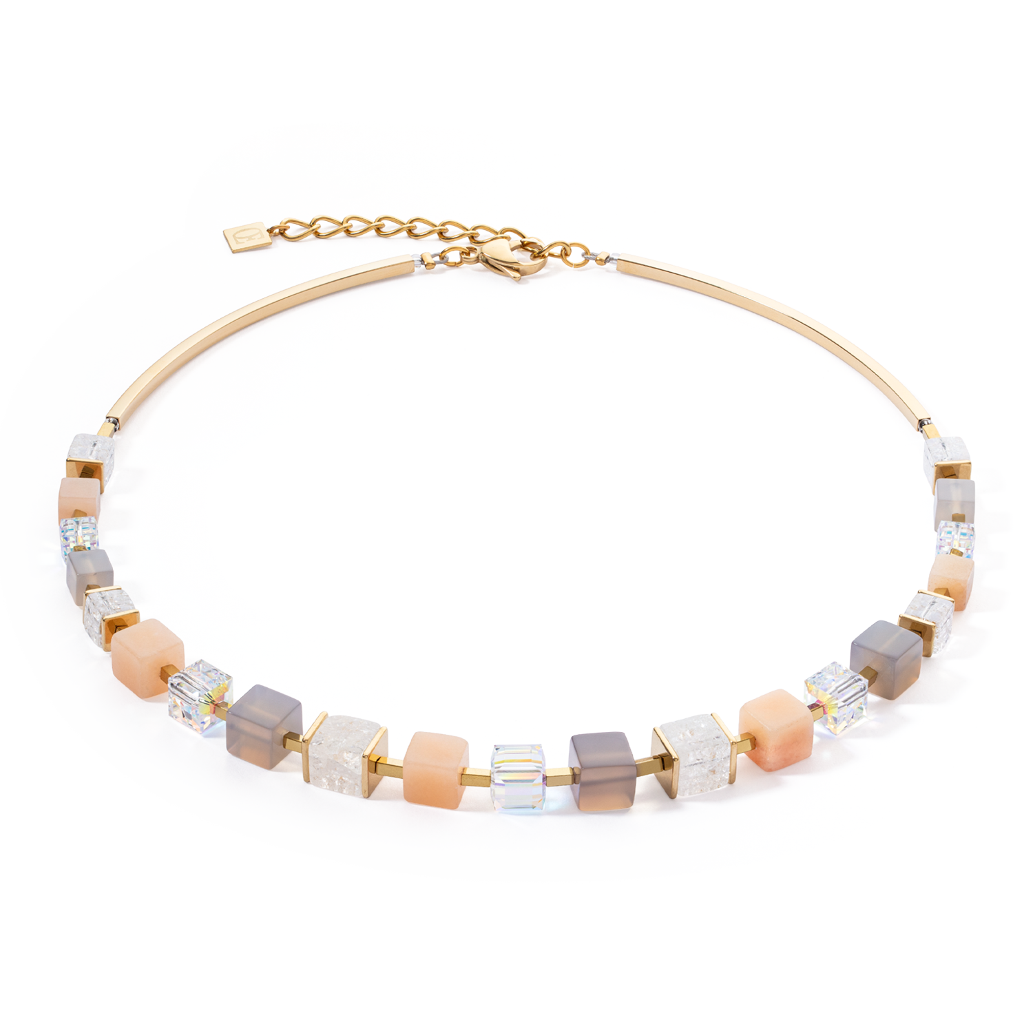 coeur-de-lion-precious-statement-cubes-halskette-grau-peach-8-mm image 1