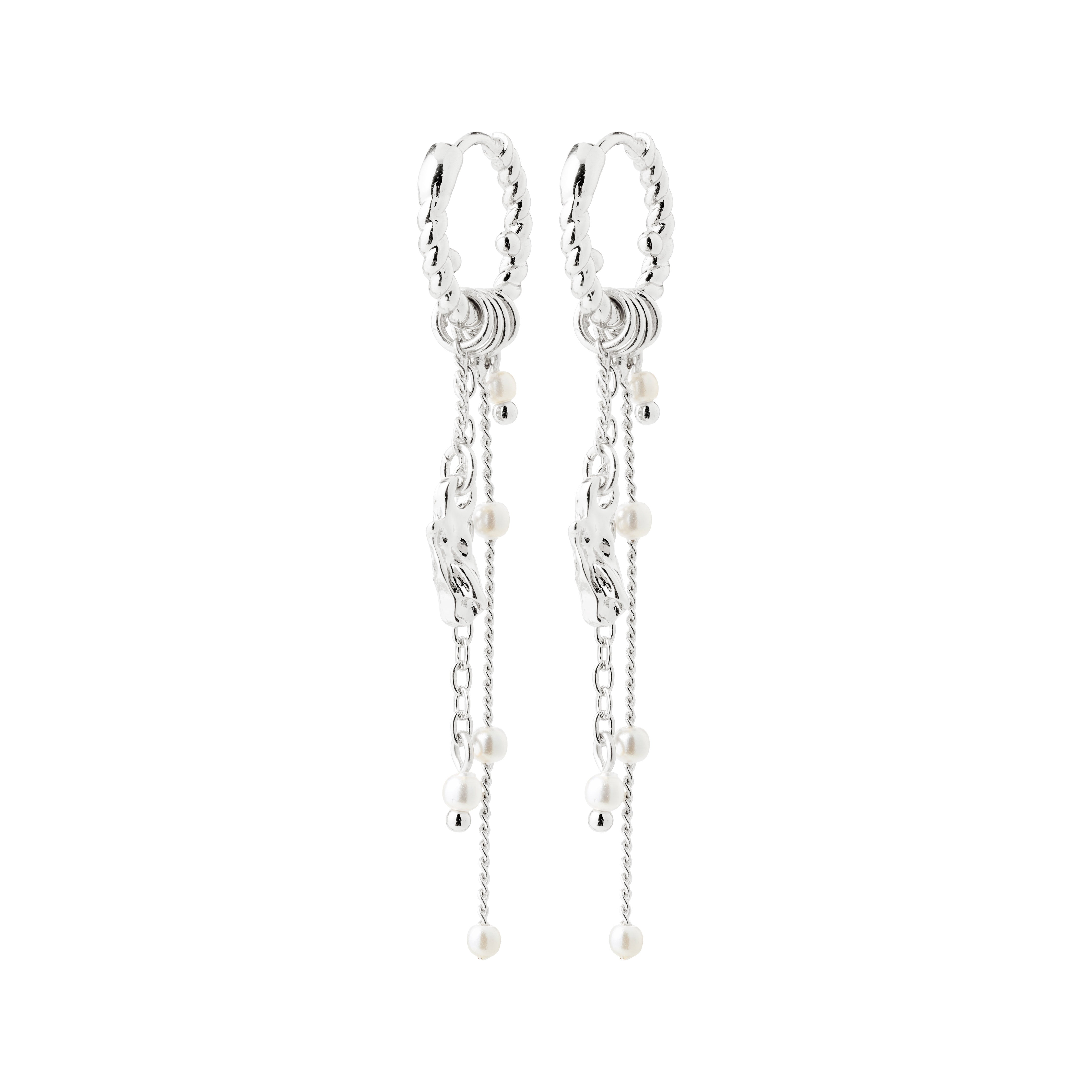 pilgrim-eron-ohrringe-silberplattiert-twisted-hoops-mit-kette-und-perlen image 1