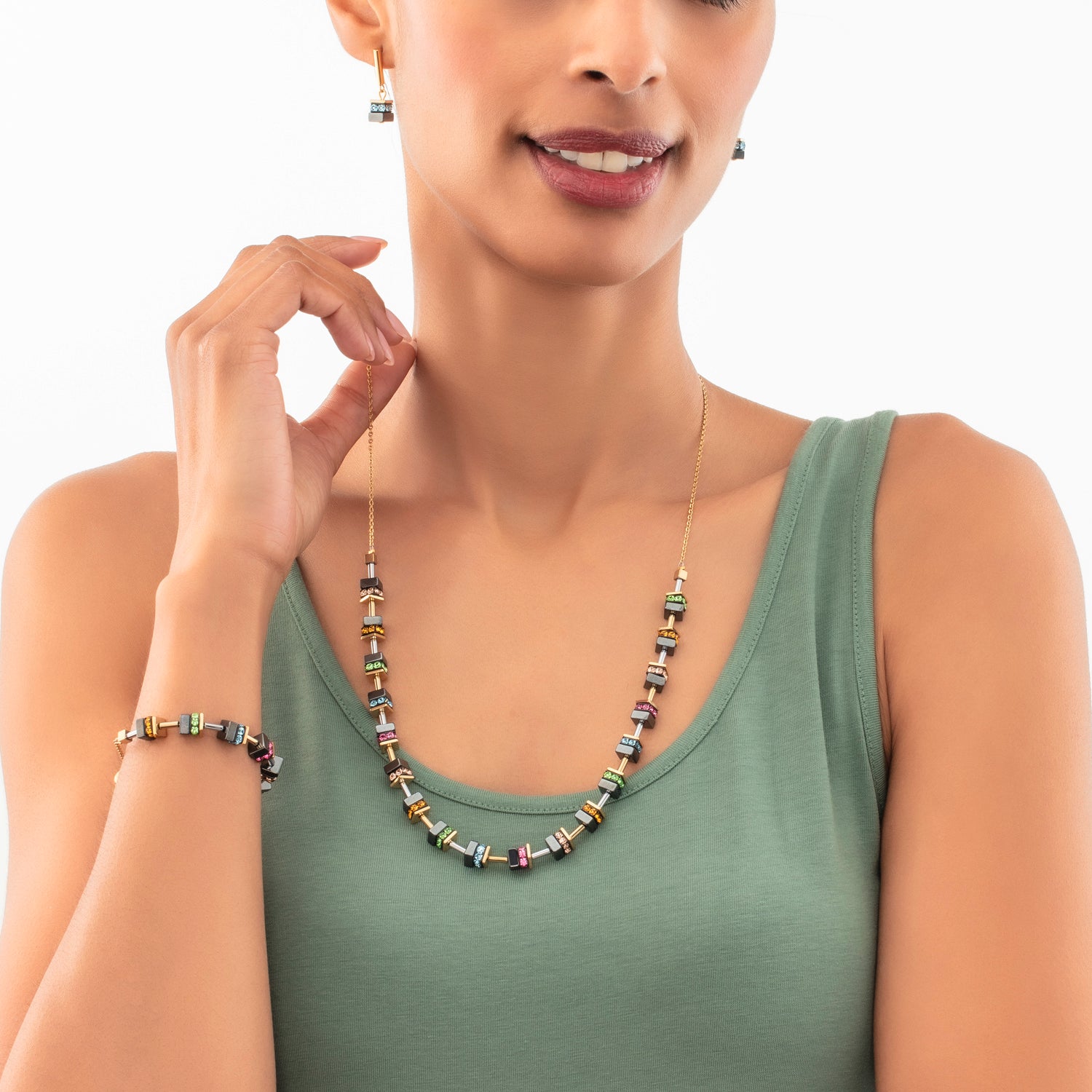 coeur-de-lion-sparkling-classic-chain-ohrringe-gold-multicolor image 4