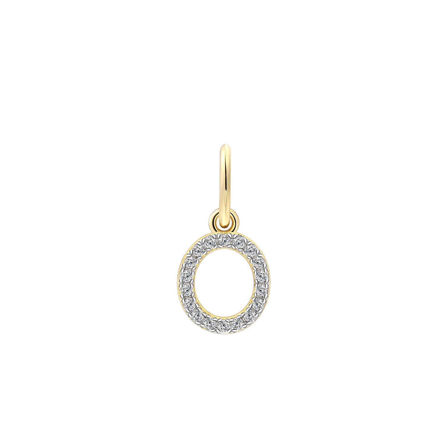 xenox-o-letter-charm-buchstabe-o-925-sterlingsilber-18k-vergoldet-mit-zirkonia image 1
