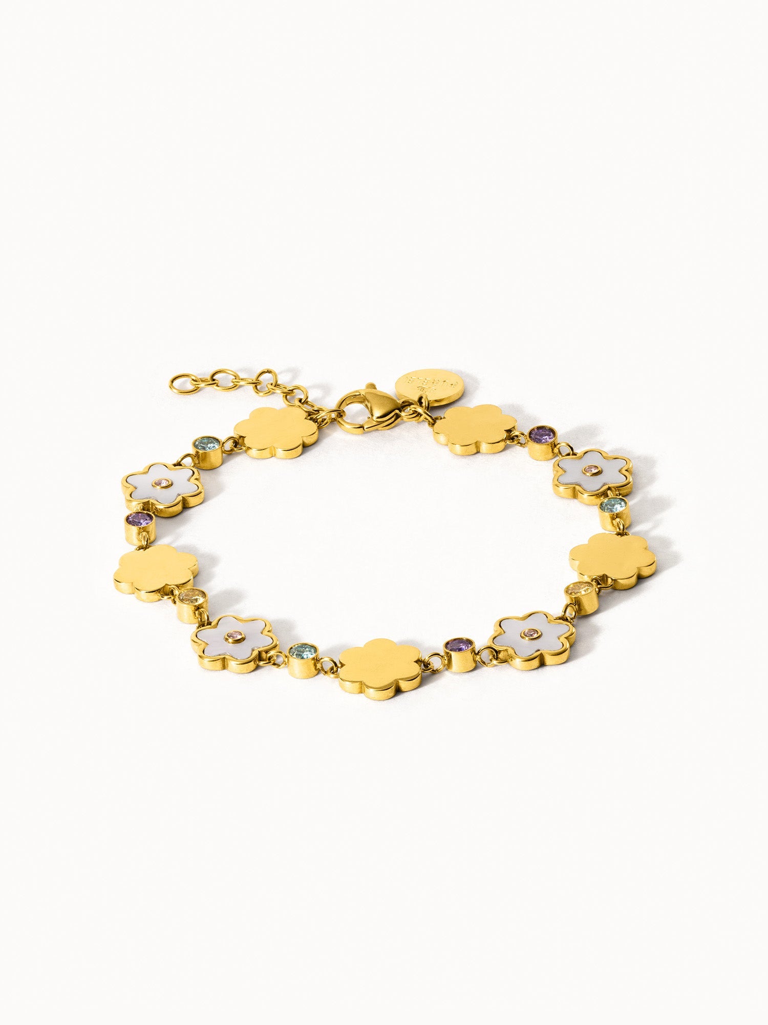 purelei-flowering-blumen-armband-edelstahl-armband-mit-bl-ten-perlmutt-und-zirko image 1