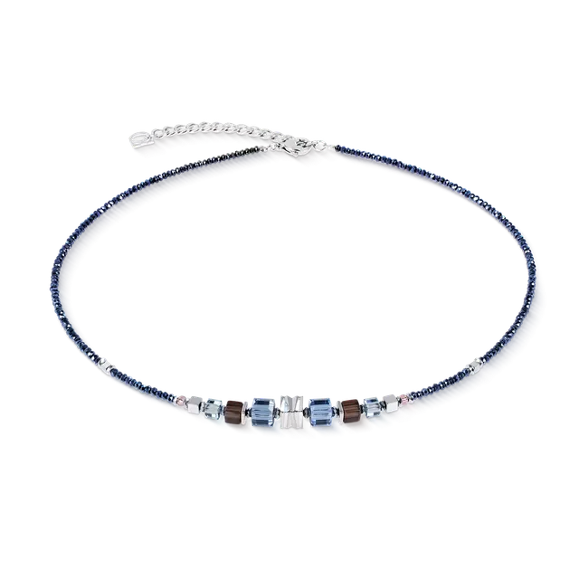coeur-de-lion-halskette-wave-cube-flow-silber-blau image 1