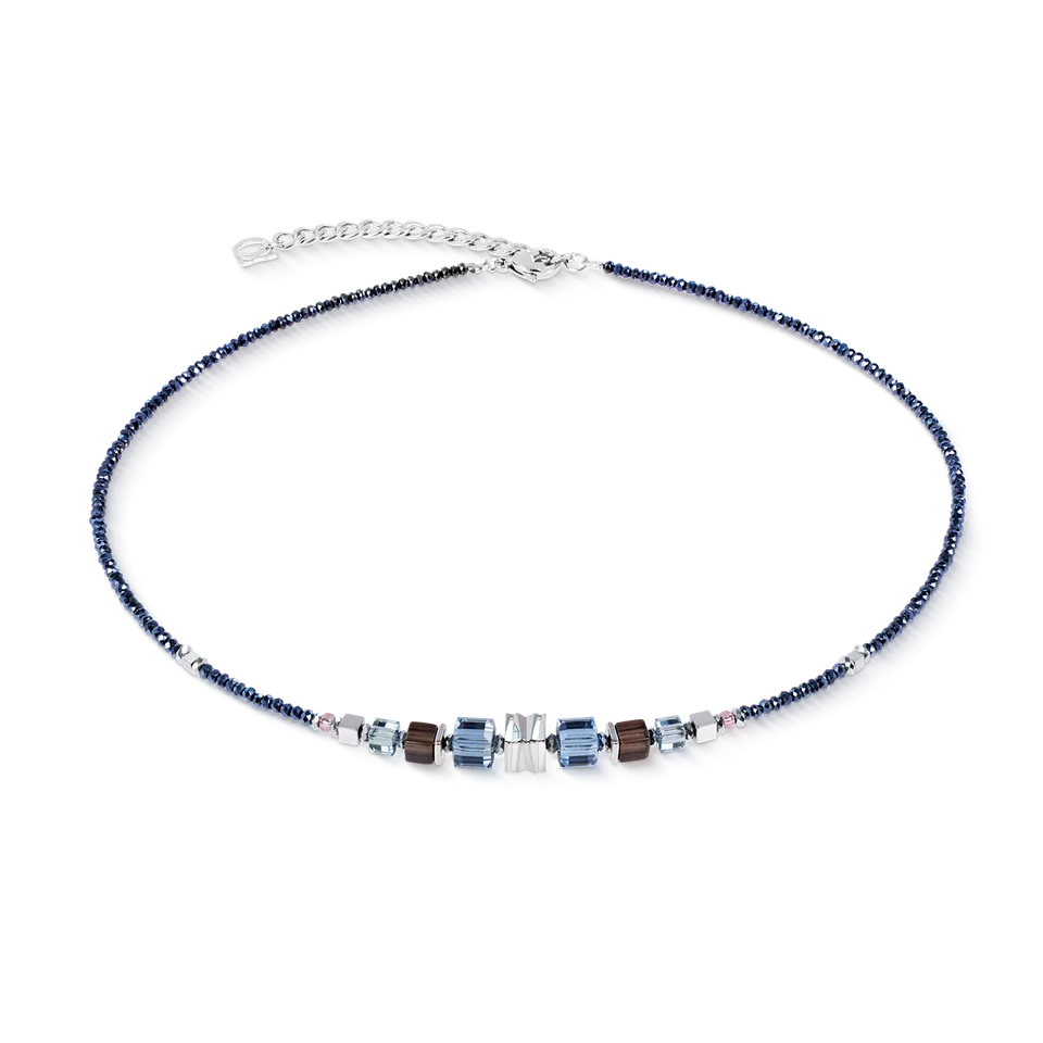 coeur-de-lion-halskette-wave-cube-flow-silber-blau image 1