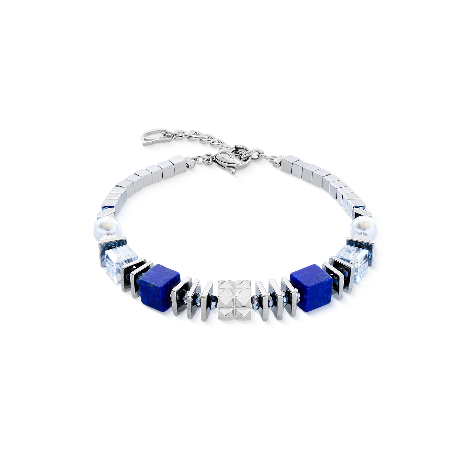 coeur-de-lion-armband-statement-cube-facets-silber-blau image 1
