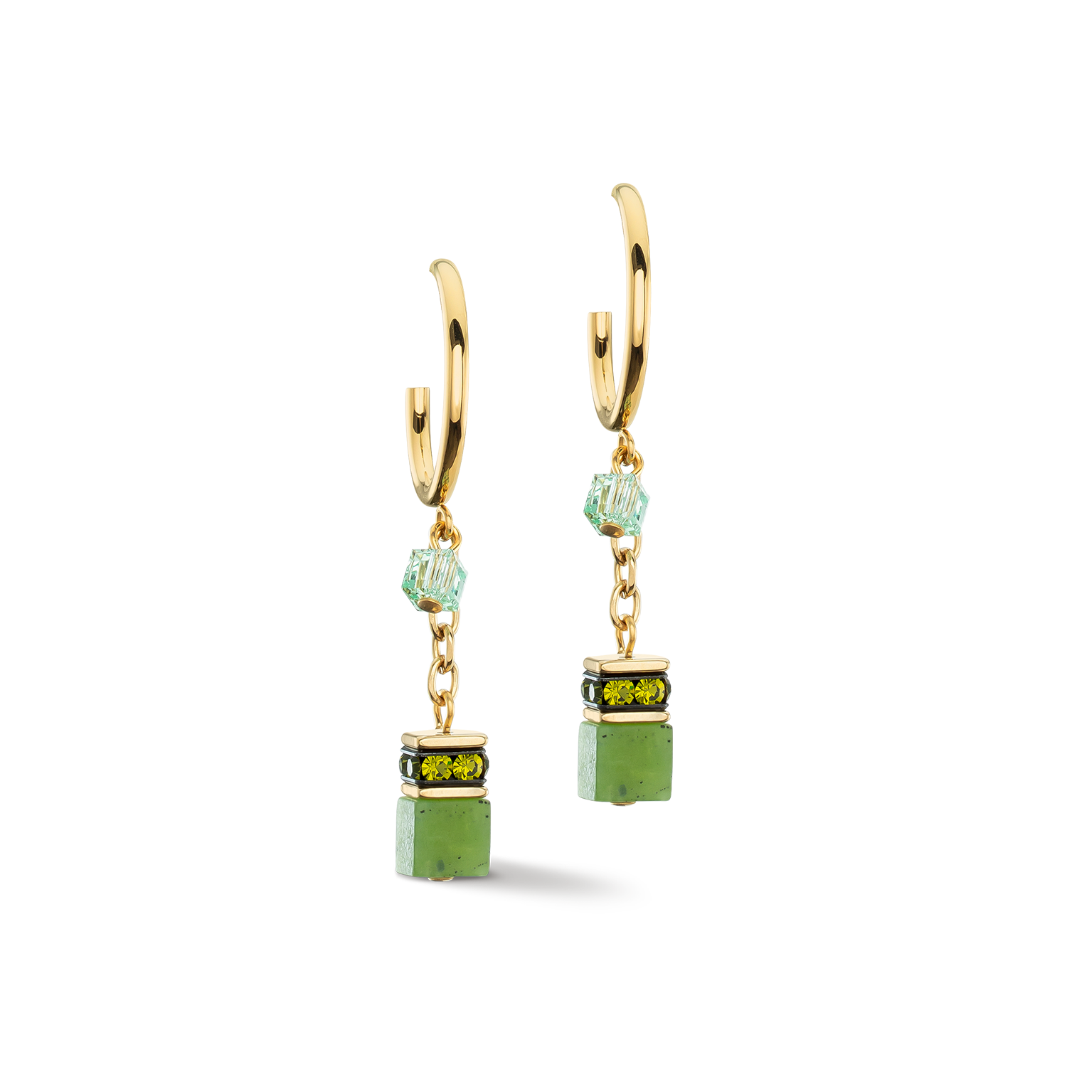 coeur-de-lion-ohrringe-creole-geocube-festive-layer-gold-gr-n-2-cm image 1