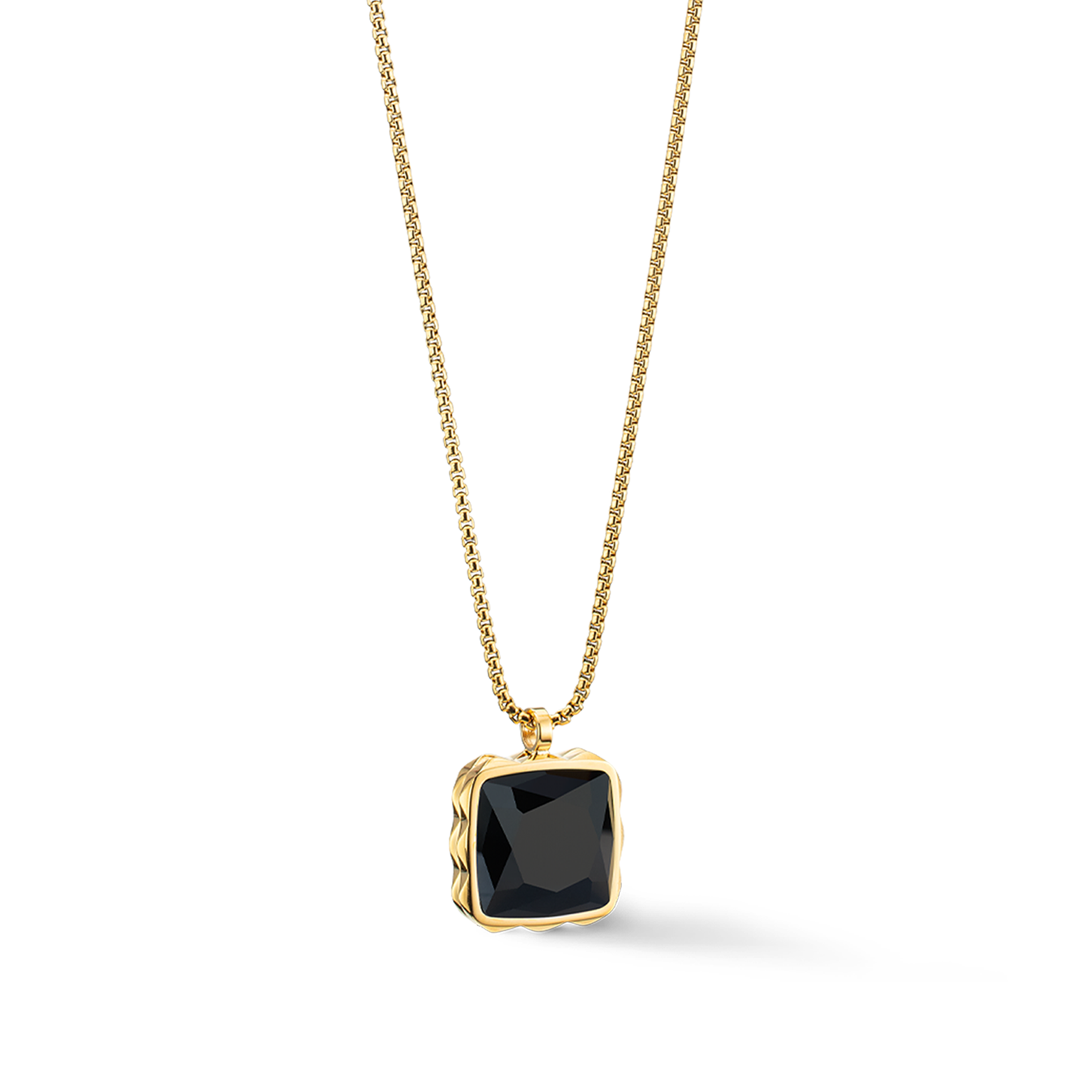 coeur-de-lion-essentials-halskette-amulett-spikes-square-onyx-gold-schwarz image 2