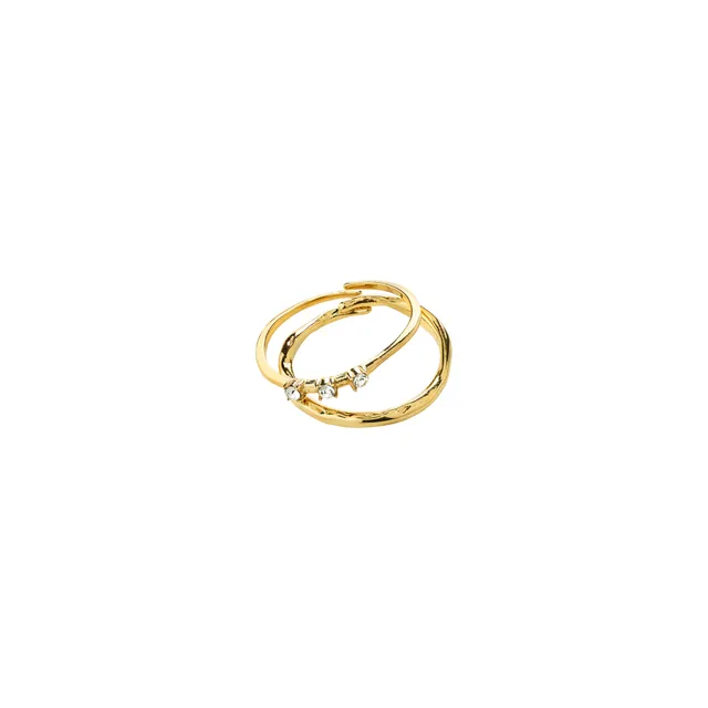 pilgrim-ivarin-ring-set-2-in-1-gold-plated-verstellbar-kristall image 1