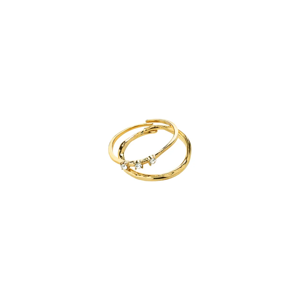 pilgrim-ivarin-ring-set-2-in-1-gold-plated-verstellbar-kristall image 1