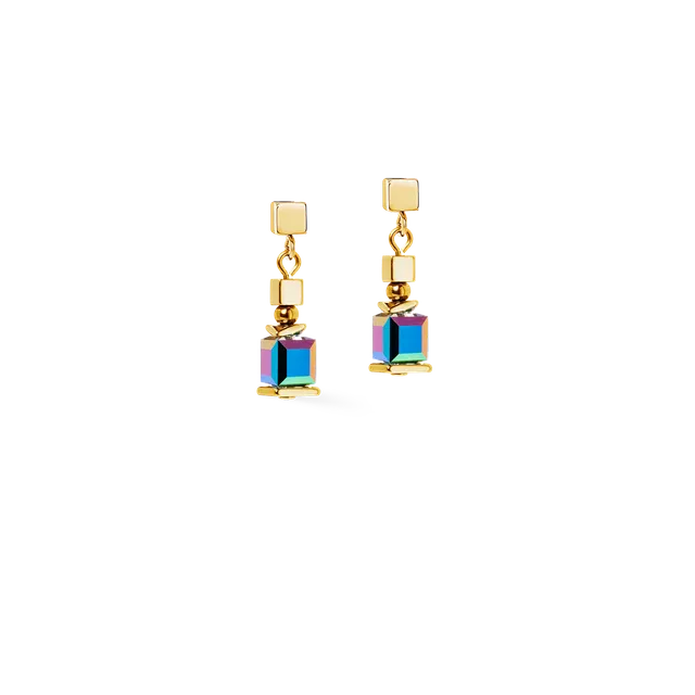 coeur-de-lion-geocube-ohrringe-sparkling-cubes-fusion-chain-gold-multicolor image 1