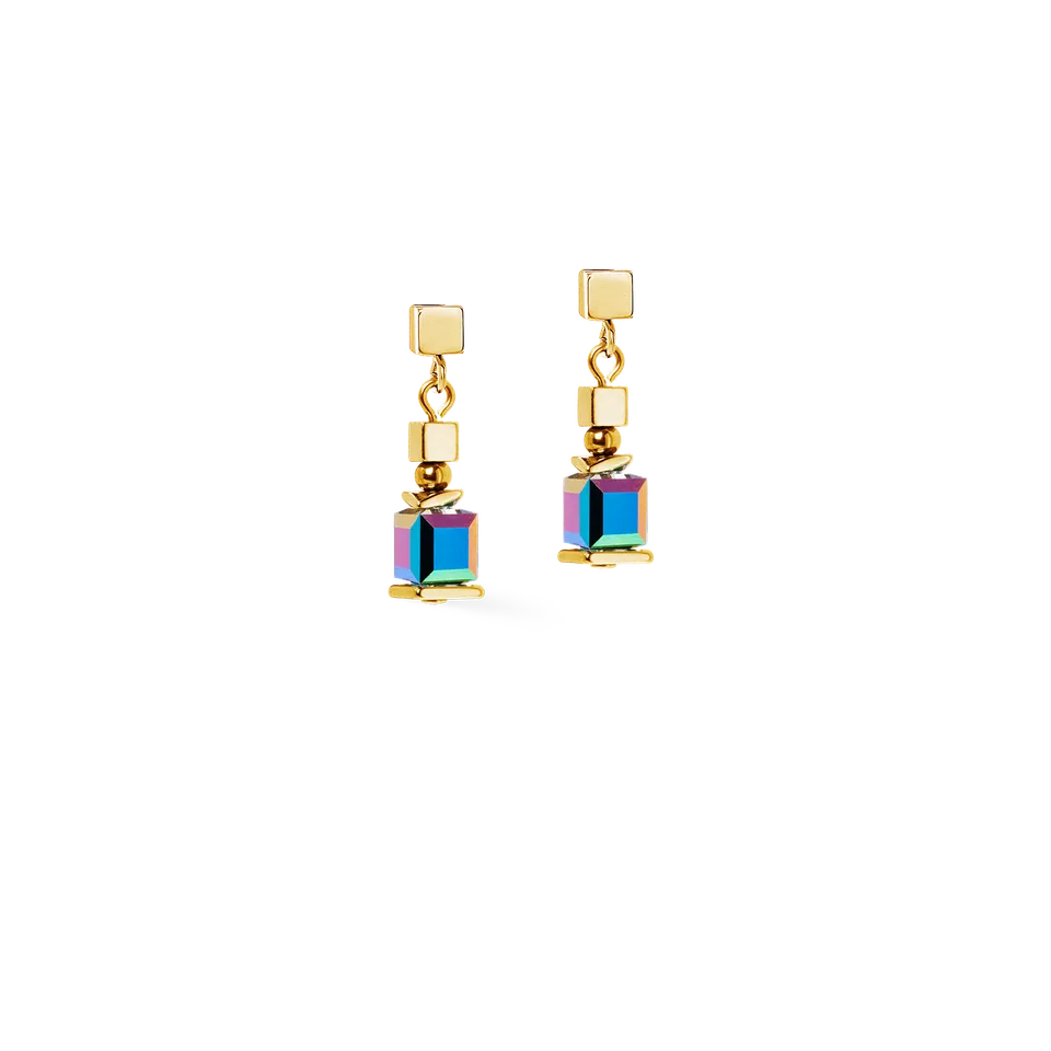coeur-de-lion-geocube-ohrringe-sparkling-cubes-fusion-chain-gold-multicolor image 1