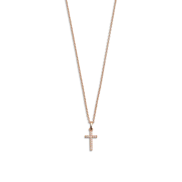 xenox-kreuz-halskette-925-sterlingsilber-ros-vergoldet-mit-zirkonia-xs3522rk image 1