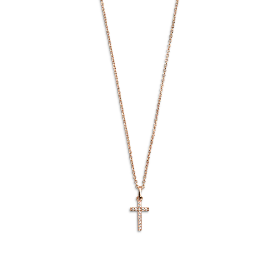 xenox-kreuz-halskette-925-sterlingsilber-ros-vergoldet-mit-zirkonia-xs3522rk image 1
