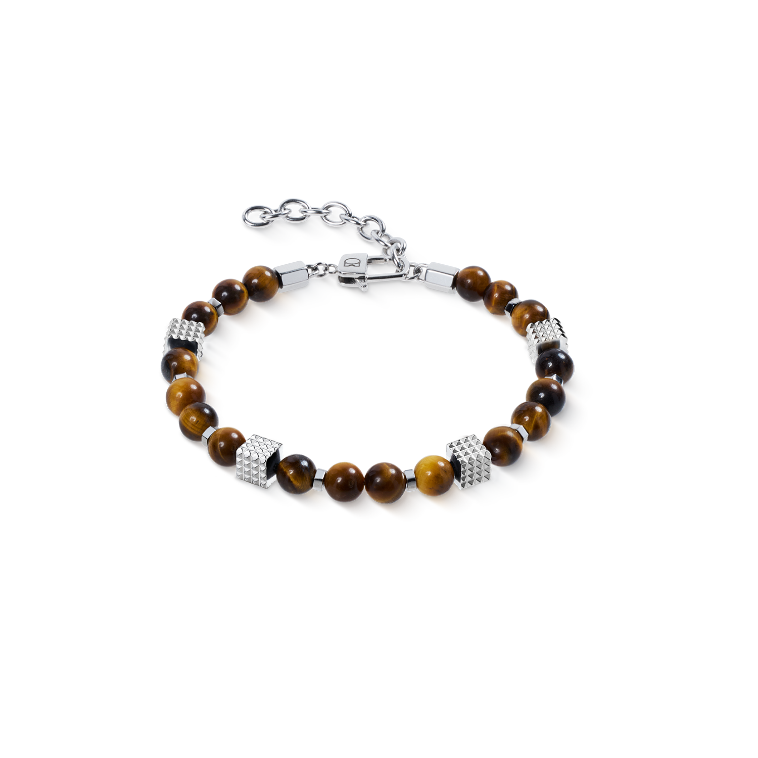 coeur-de-lion-armband-tigerauge-kugeln-mini-spikes-cubes-edelstahl image 1