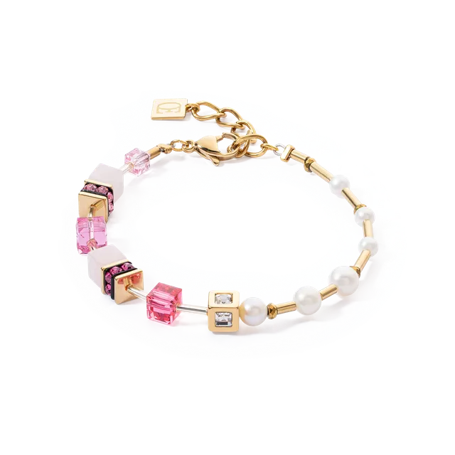 coeur-de-lion-armband-geocube-fusion-precious-pearl-mix-gold-pink image 1