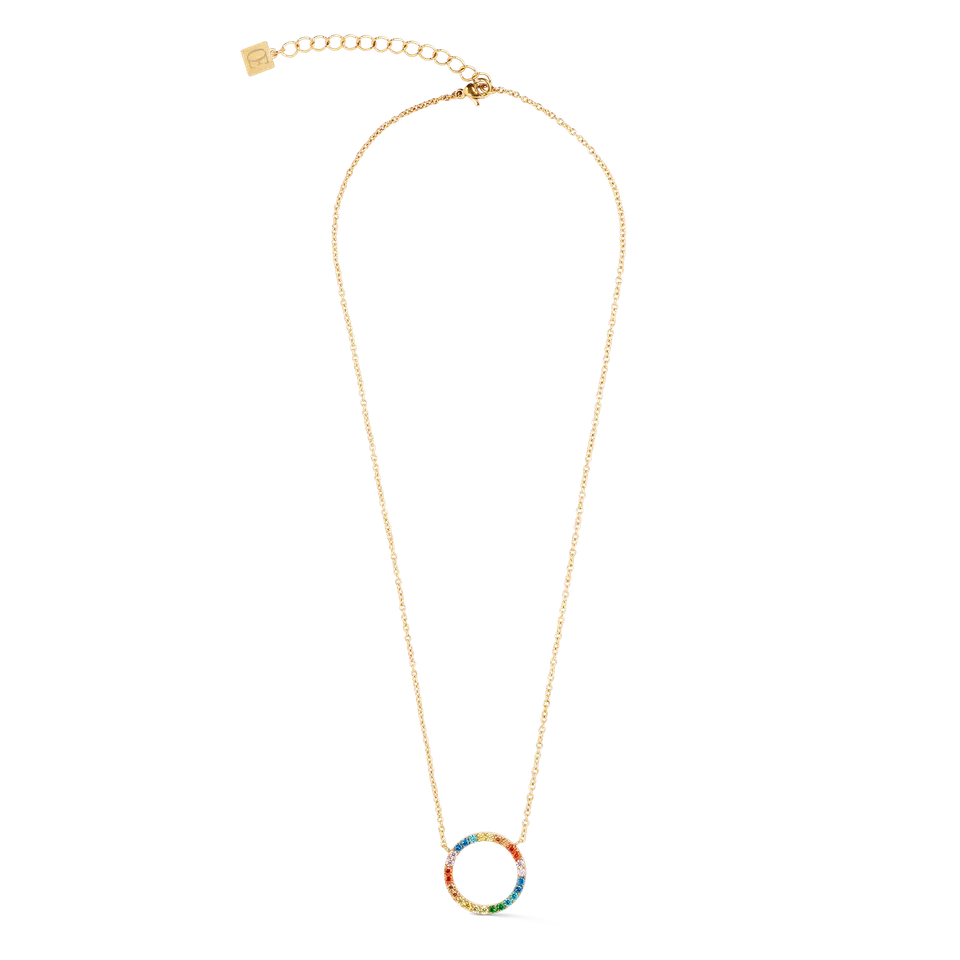 coeur-de-lion-sparkling-circle-halskette-gold-multicolor-zirkonia image 1