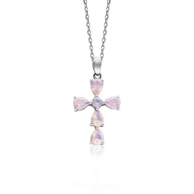 julie-julsen-kreuz-kette-mit-anh-nger-silber-mit-6-zirkonia-perlmutt image 1