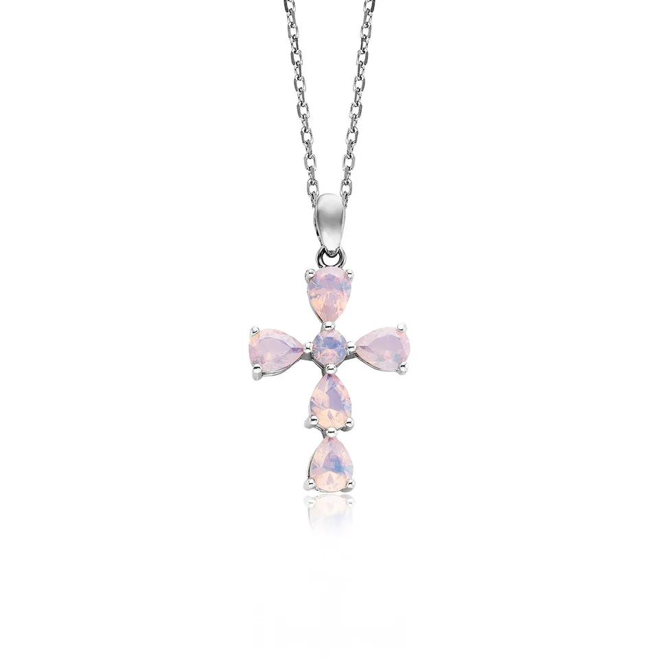 julie-julsen-kreuz-kette-mit-anh-nger-silber-mit-6-zirkonia-perlmutt image 1