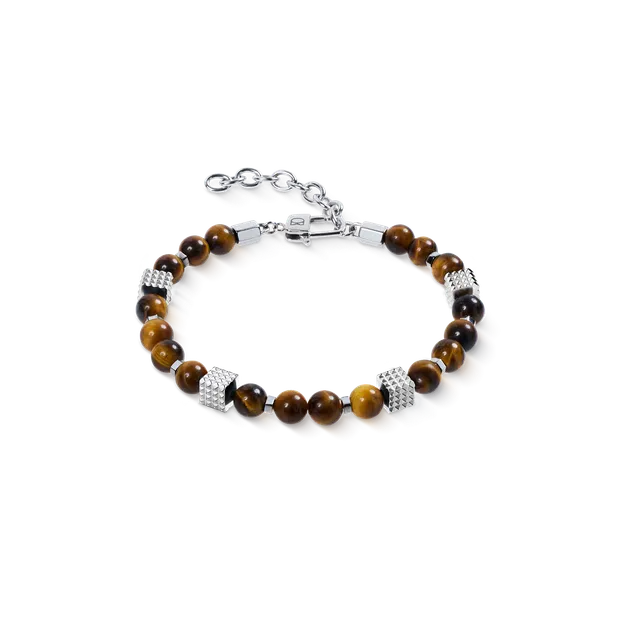 coeur-de-lion-armband-tigerauge-kugeln-mini-spikes-cubes-edelstahl image 1