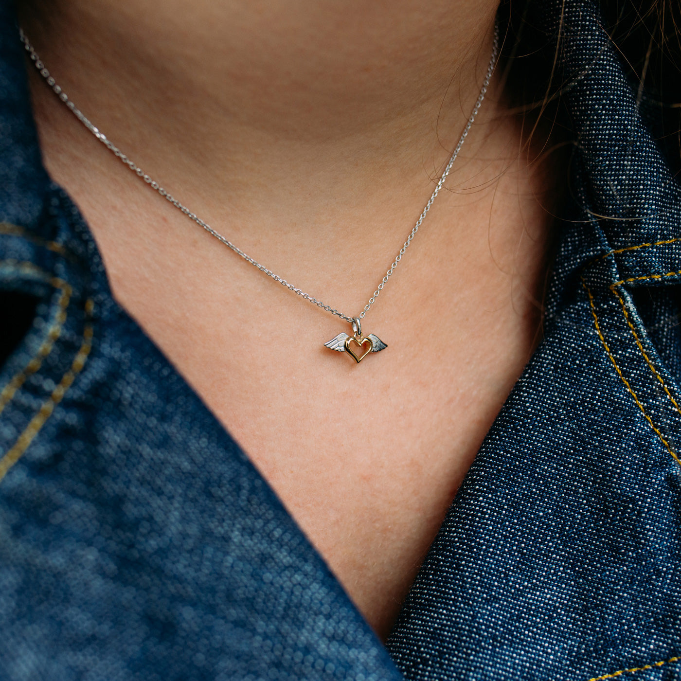 julie-julsen-kette-mit-anh-nger-heartwing-bicolor-silber-925 image 2