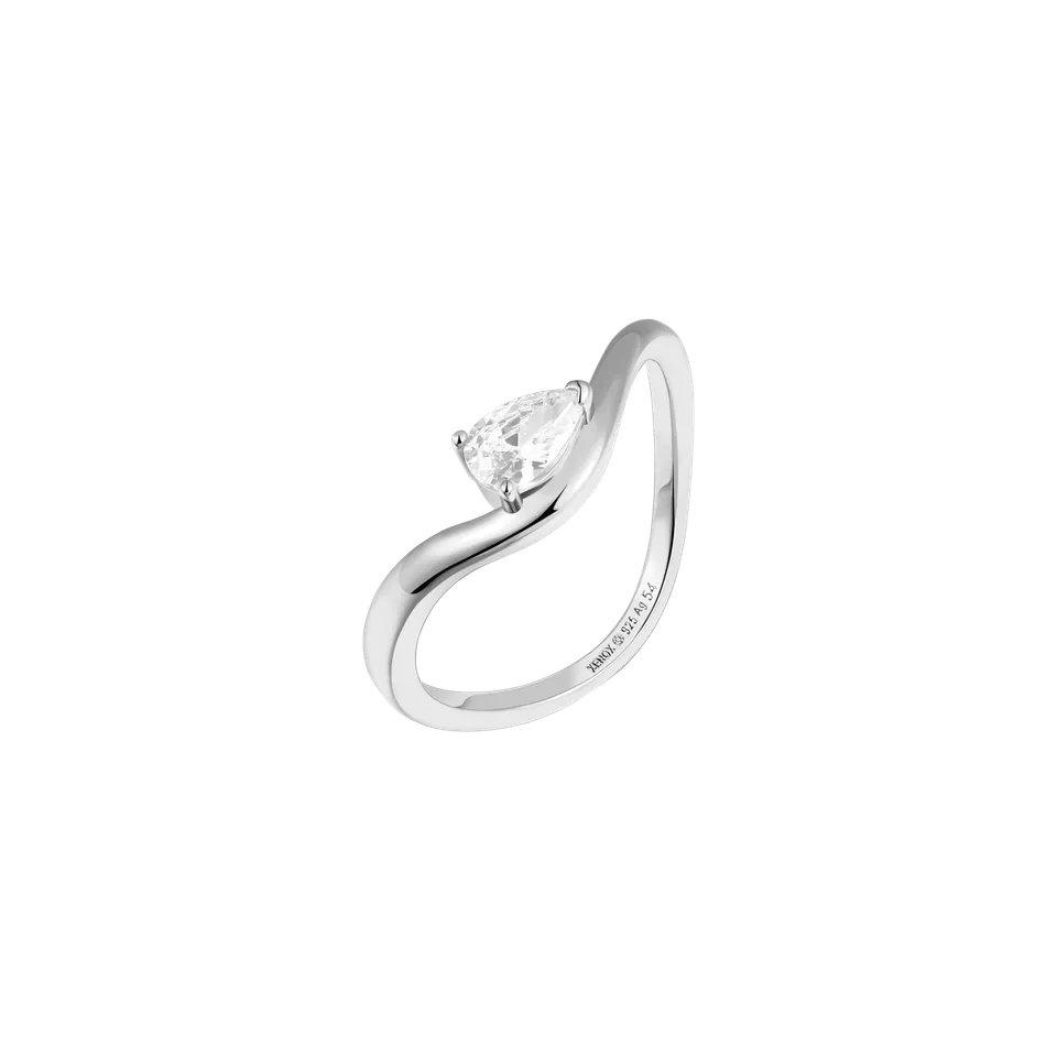xenox-halo-ring-925-sterlingsilber-rhodiniert-mit-tropfen-zirkonia image 1