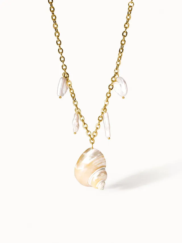 purelei-opulent-shell-kette-35-40-45-muschel-mit-s-wasserperle image 1