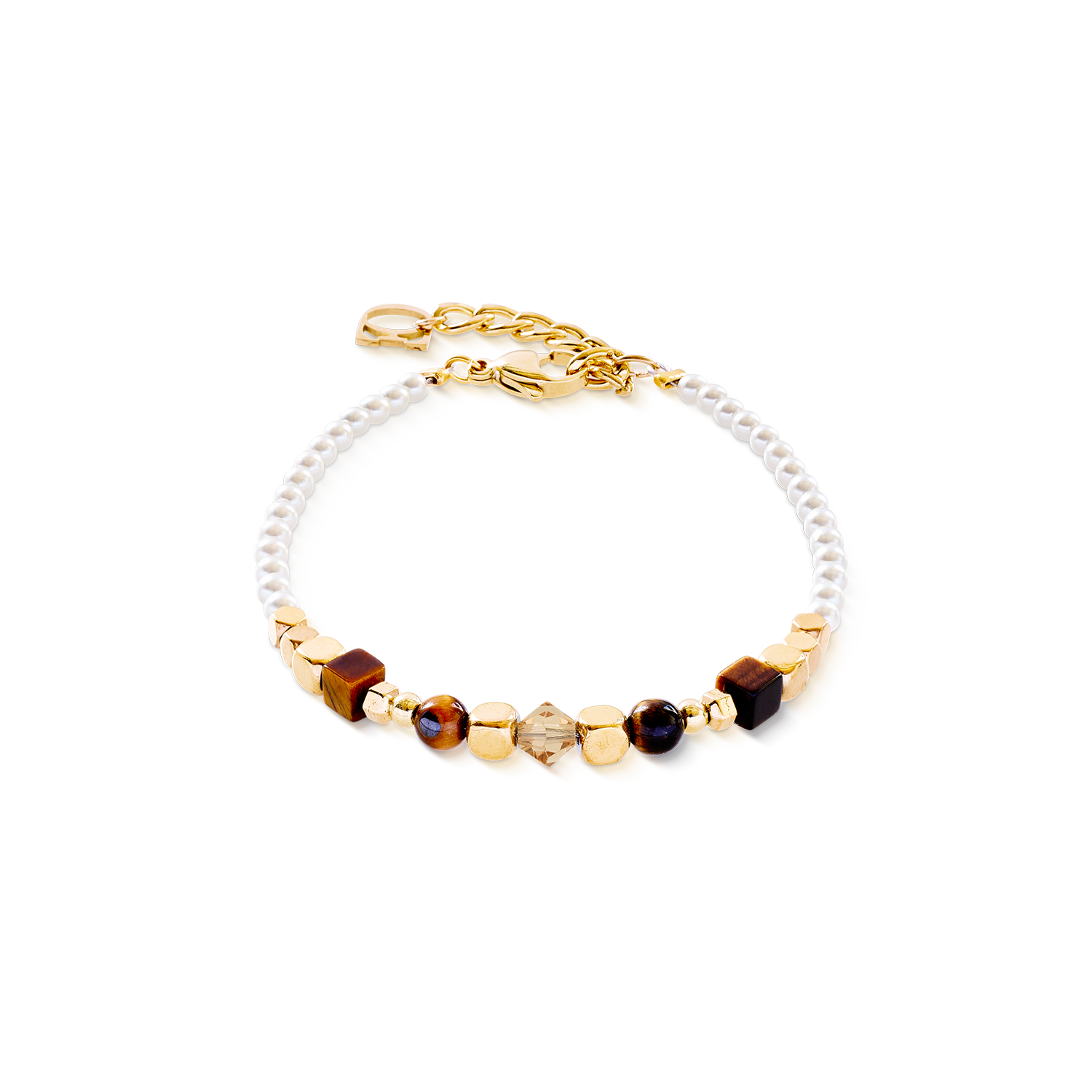 coeur-de-lion-armband-princess-sunray-gold-braun-mit-tigerauge-und-swarovski-kri image 1