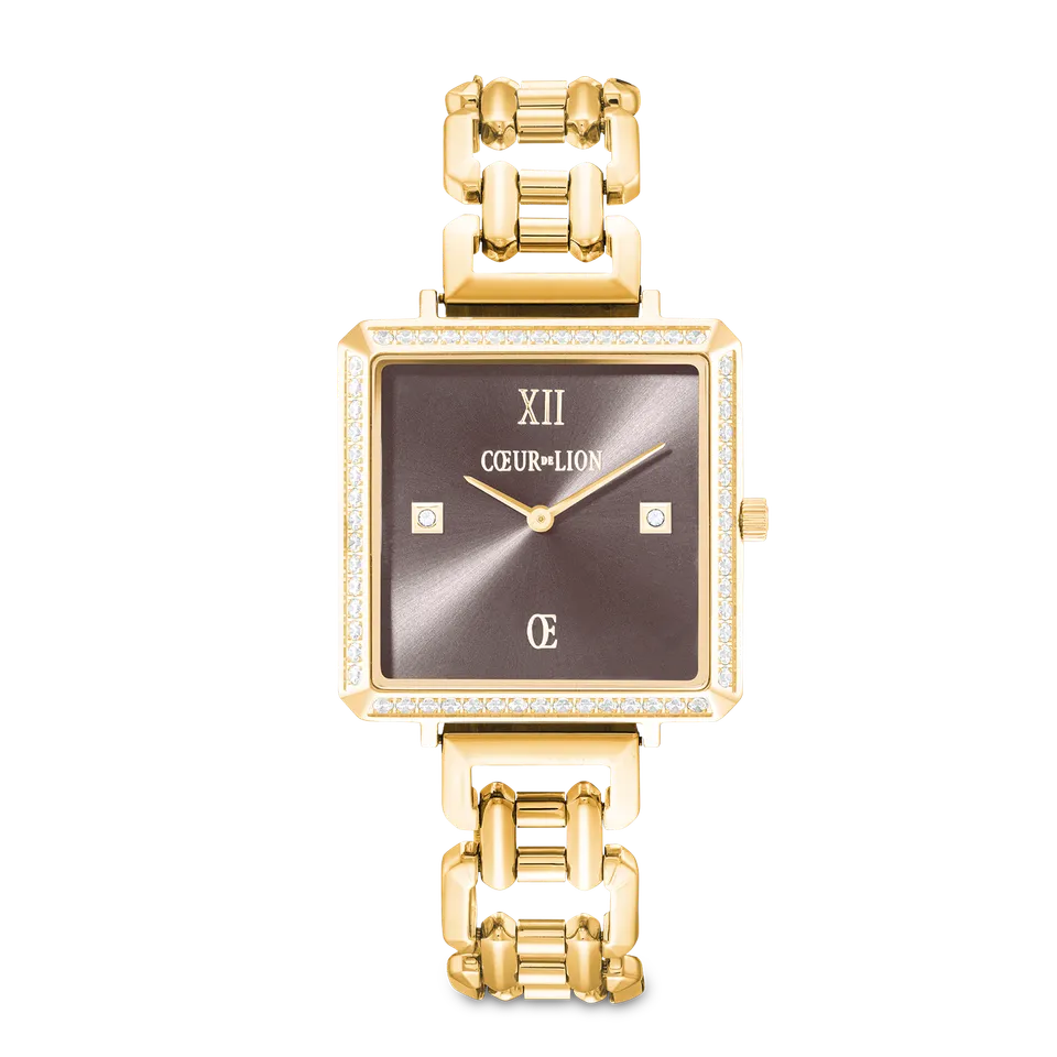 coeur-de-lion-iconic-cube-sparkling-mystic-mocca-uhr-gold-statement image 1